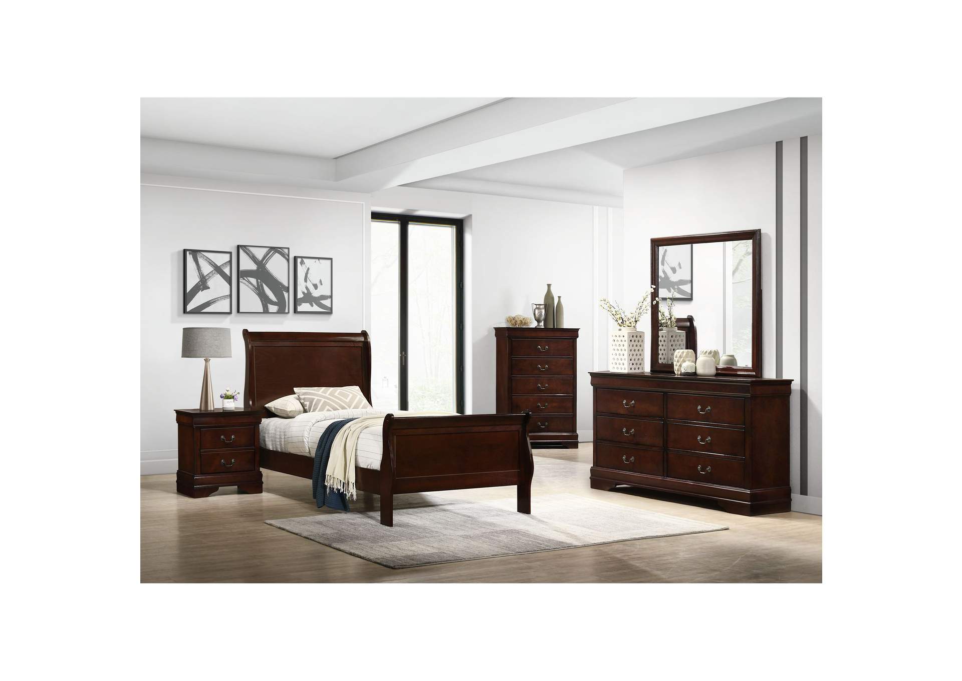 Louis Philippe Twin Panel Bed In Cherry,Elements