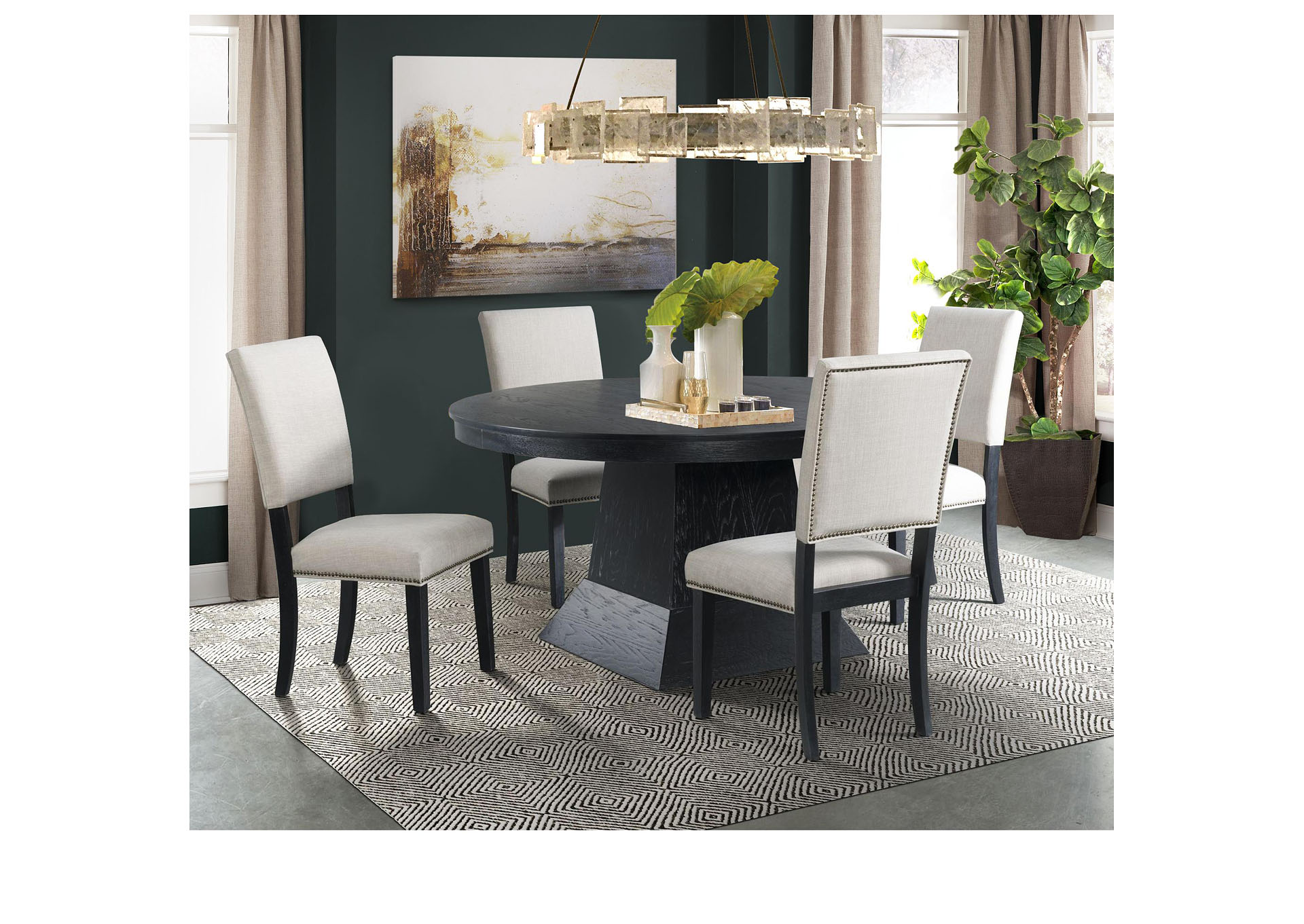 Maddox Oval Dining Table Set - Table And Four Side Chairs,Elements