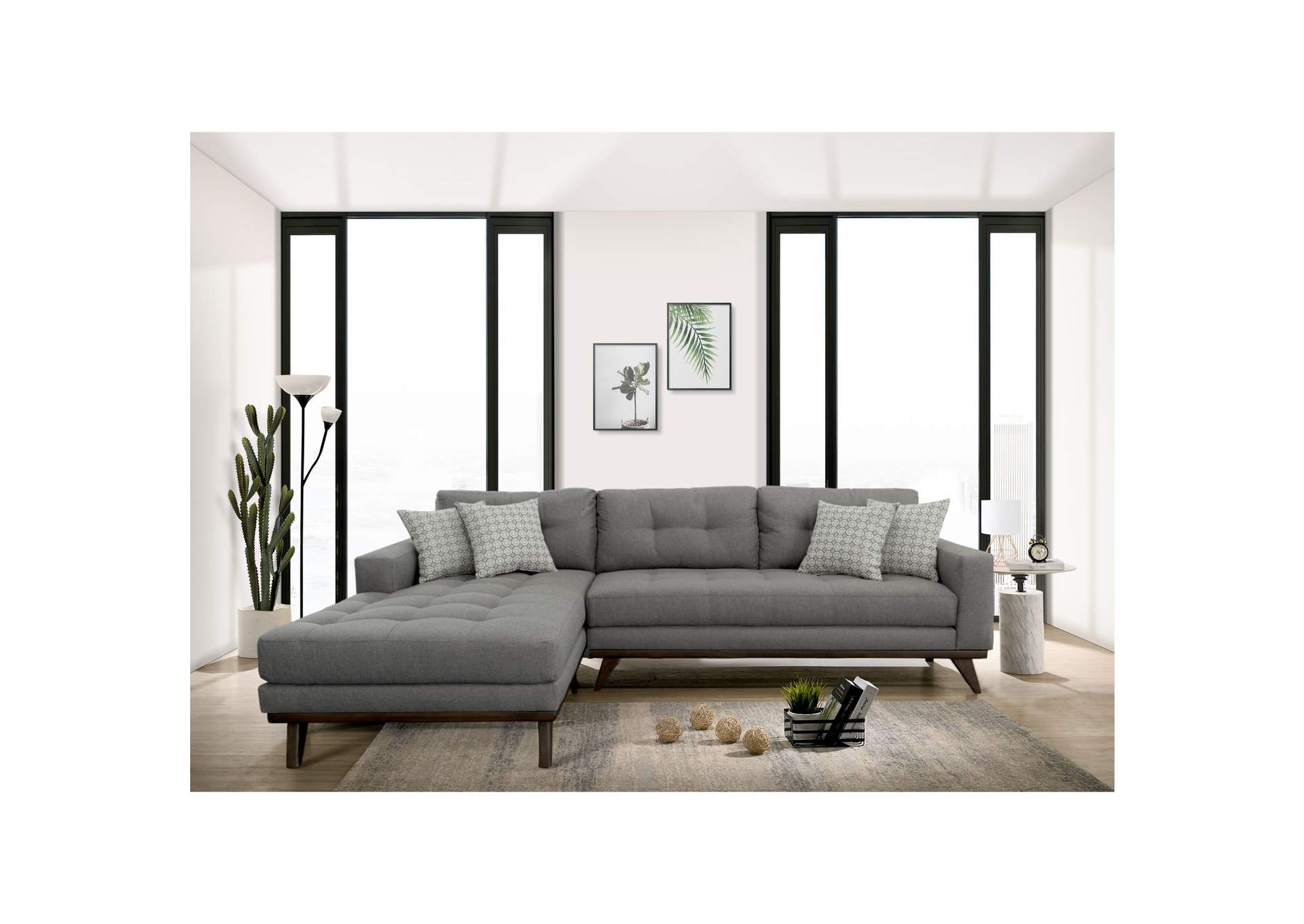 Magnum 2 Piece Sectional With Left Hand Facing Chaise And Right Hand Facing Loveseat In Ragnar Charcoal,Elements
