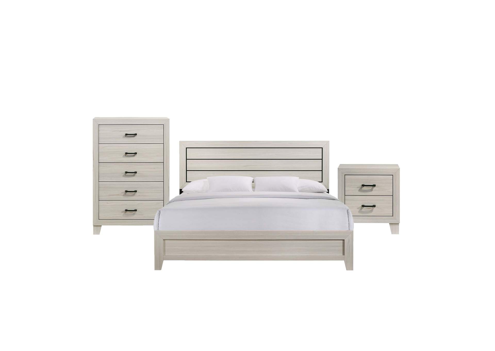 Makayla King Panel 3 Piece Bedroom Set In Natural,Elements
