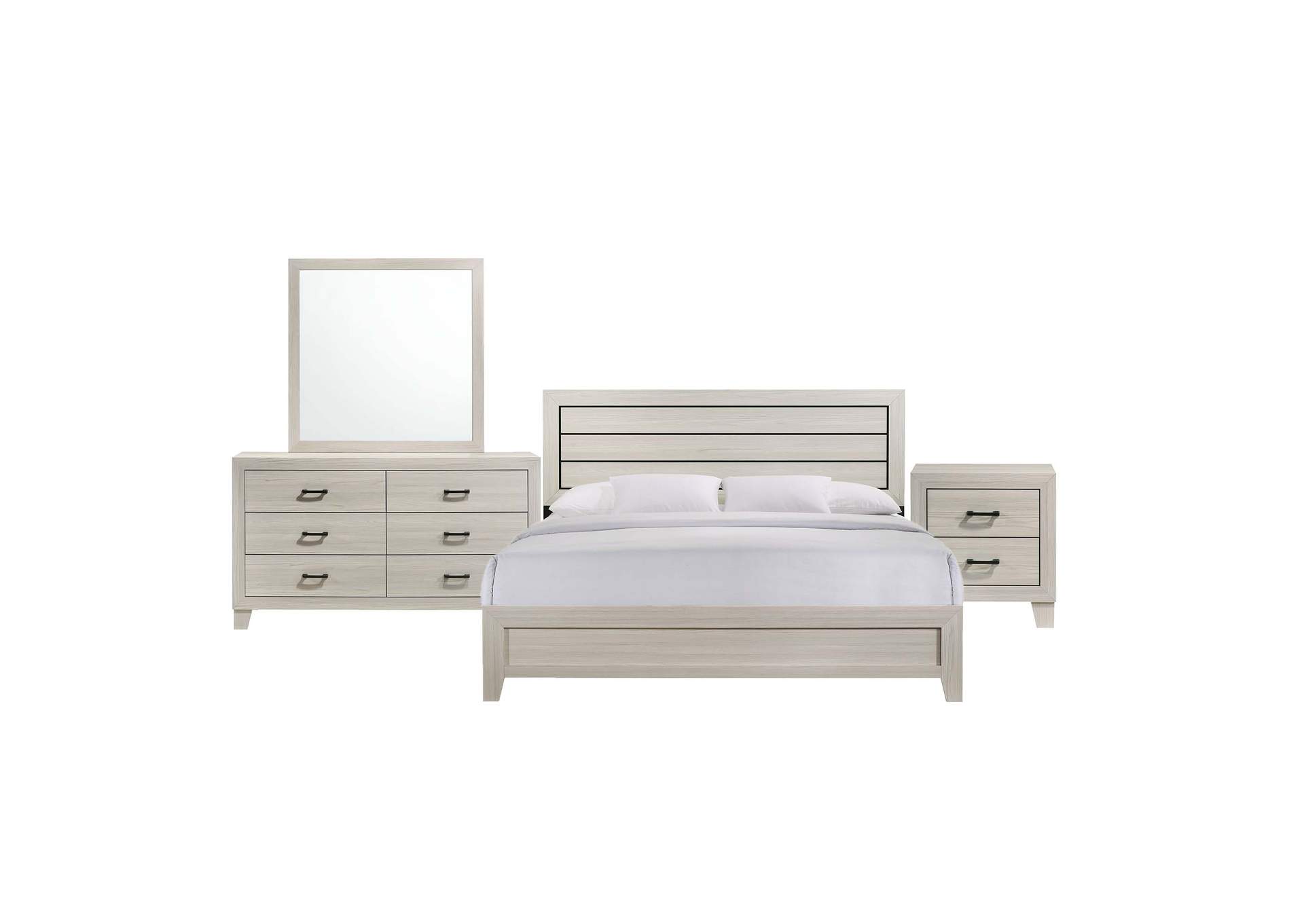 Makayla King Panel 4 Piece Bedroom Set In Natural,Elements