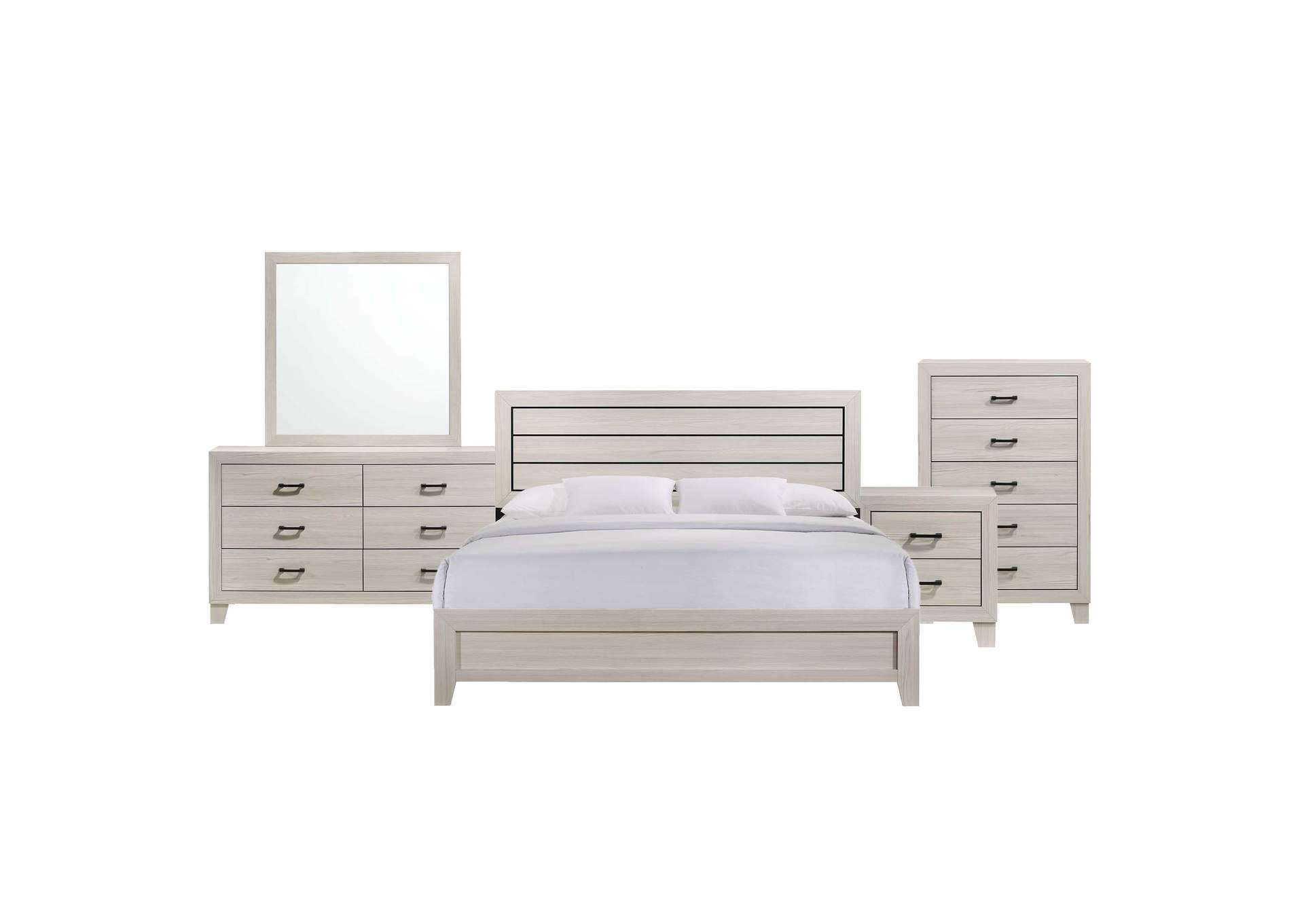 Makayla King Panel 5 Piece Bedroom Set In Natural,Elements