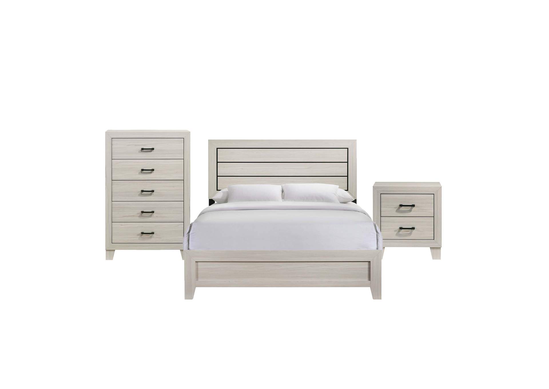 Makayla Queen Panel 3 Piece Bedroom Set In Natural,Elements