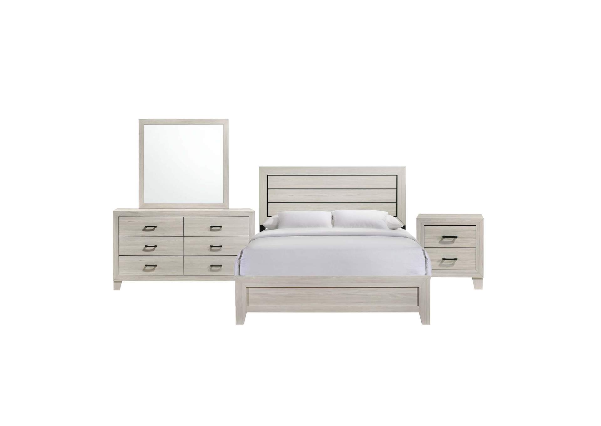 Makayla Queen Panel 4 Piece Bedroom Set In Natural,Elements
