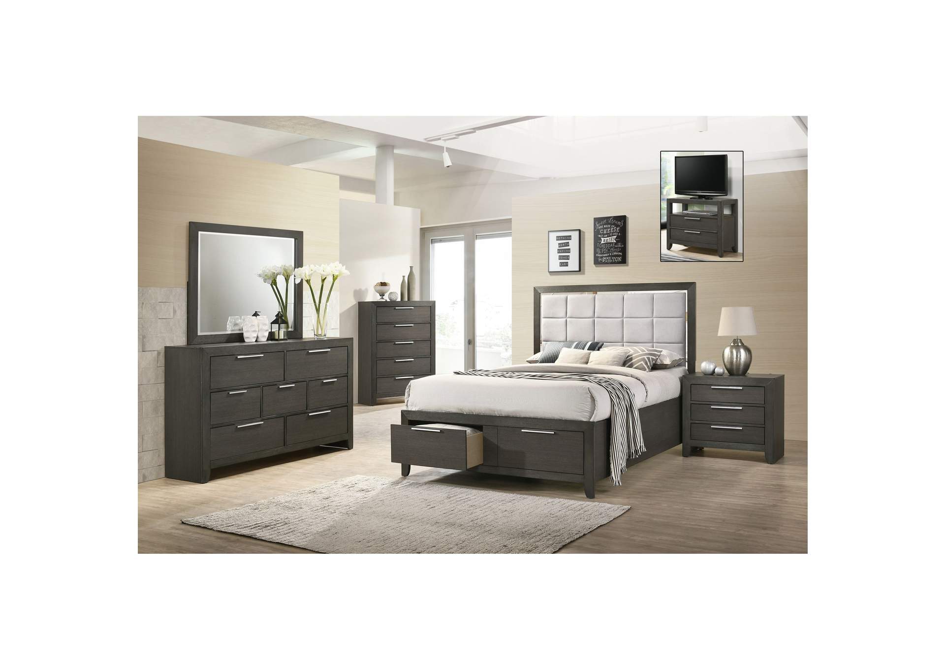 Malika King Storage Bed,Elements