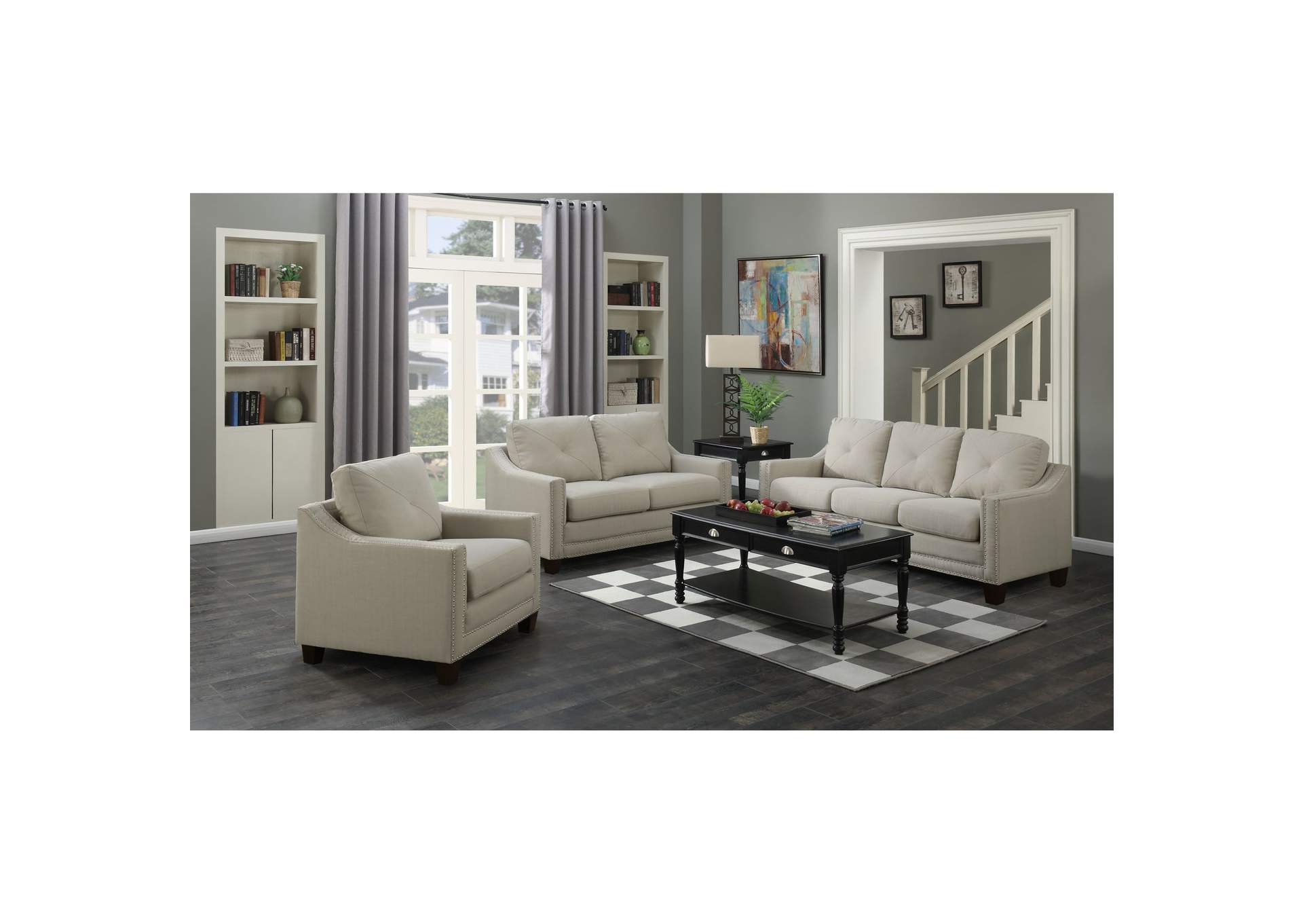 Malone 3 Piece Sofa Set In Taupe,Elements