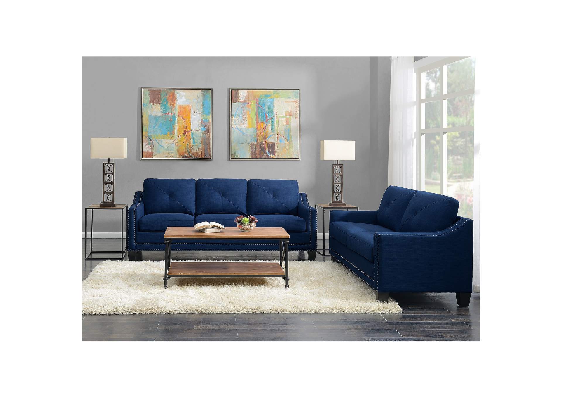Malone 6651 Love Seat 72 Heirloom Blue,Elements