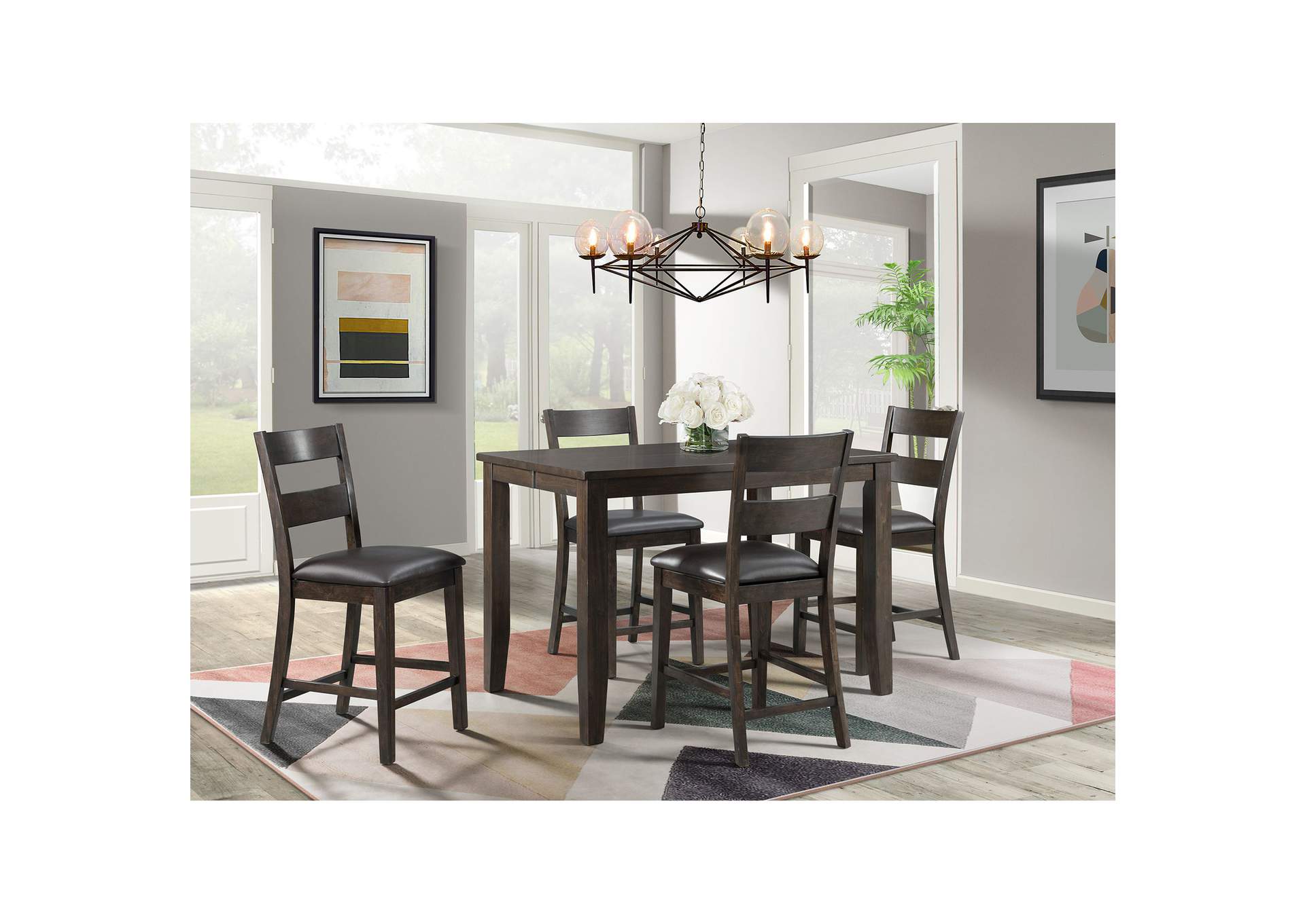 Mango 5 Piece Counter Height Dining Set - Table Four Chairs,Elements