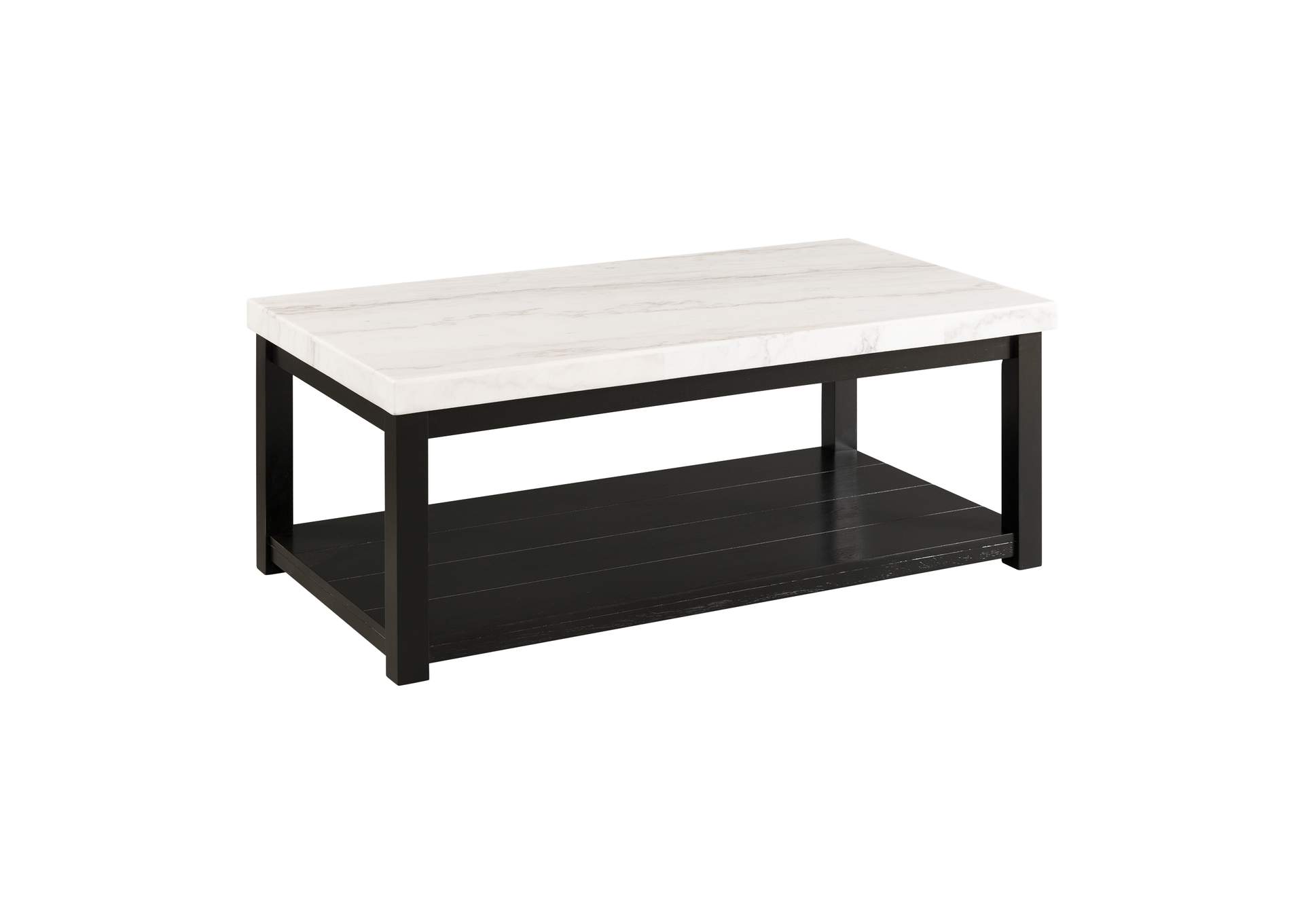 Marcello White Rectangular Coffee Table With Casters,Elements