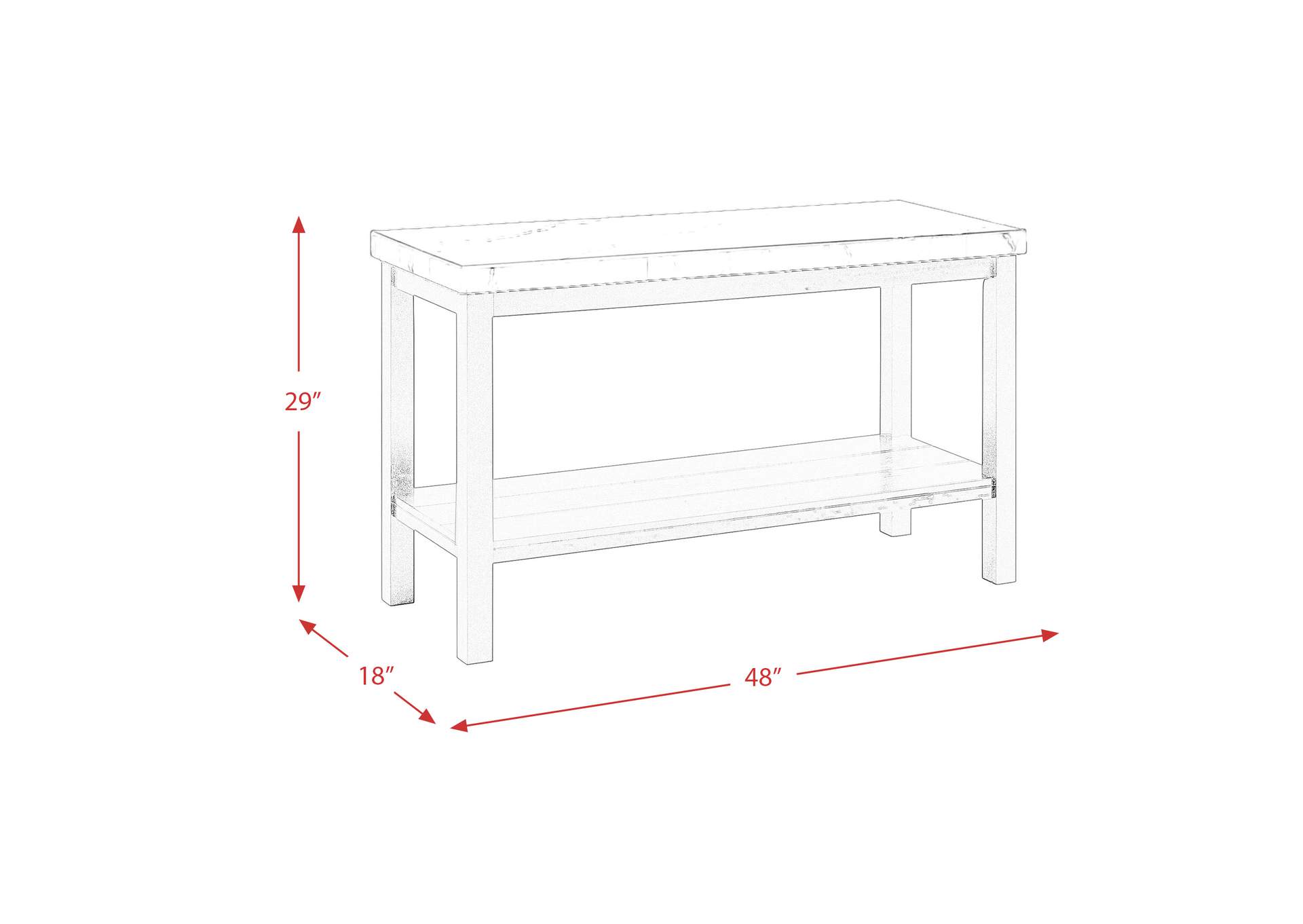 Marcello With White Top - Sofa Table,Elements