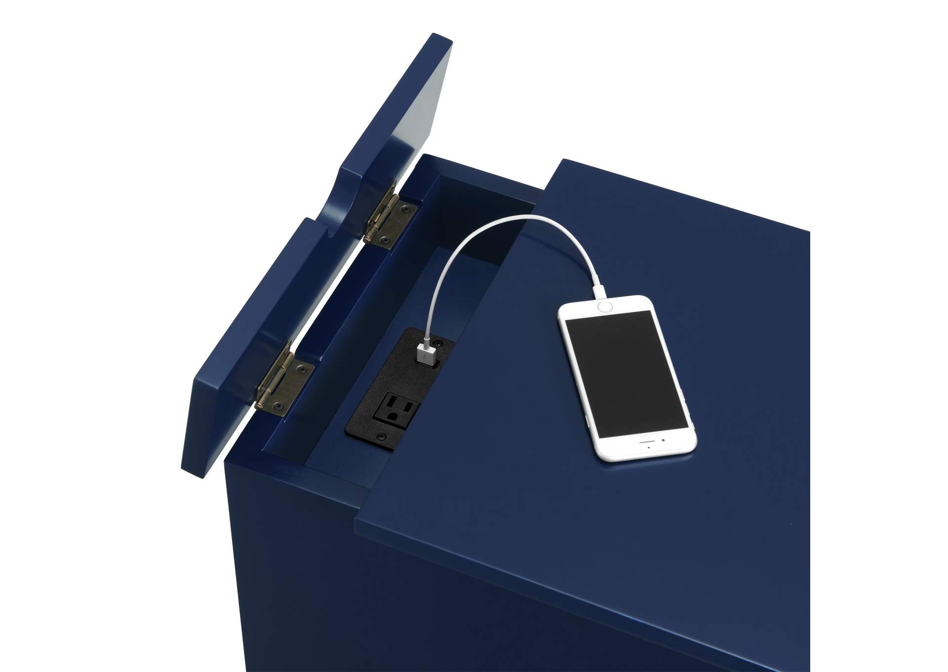 Marty Side Table With Power Port USB In Blue 3A,Elements