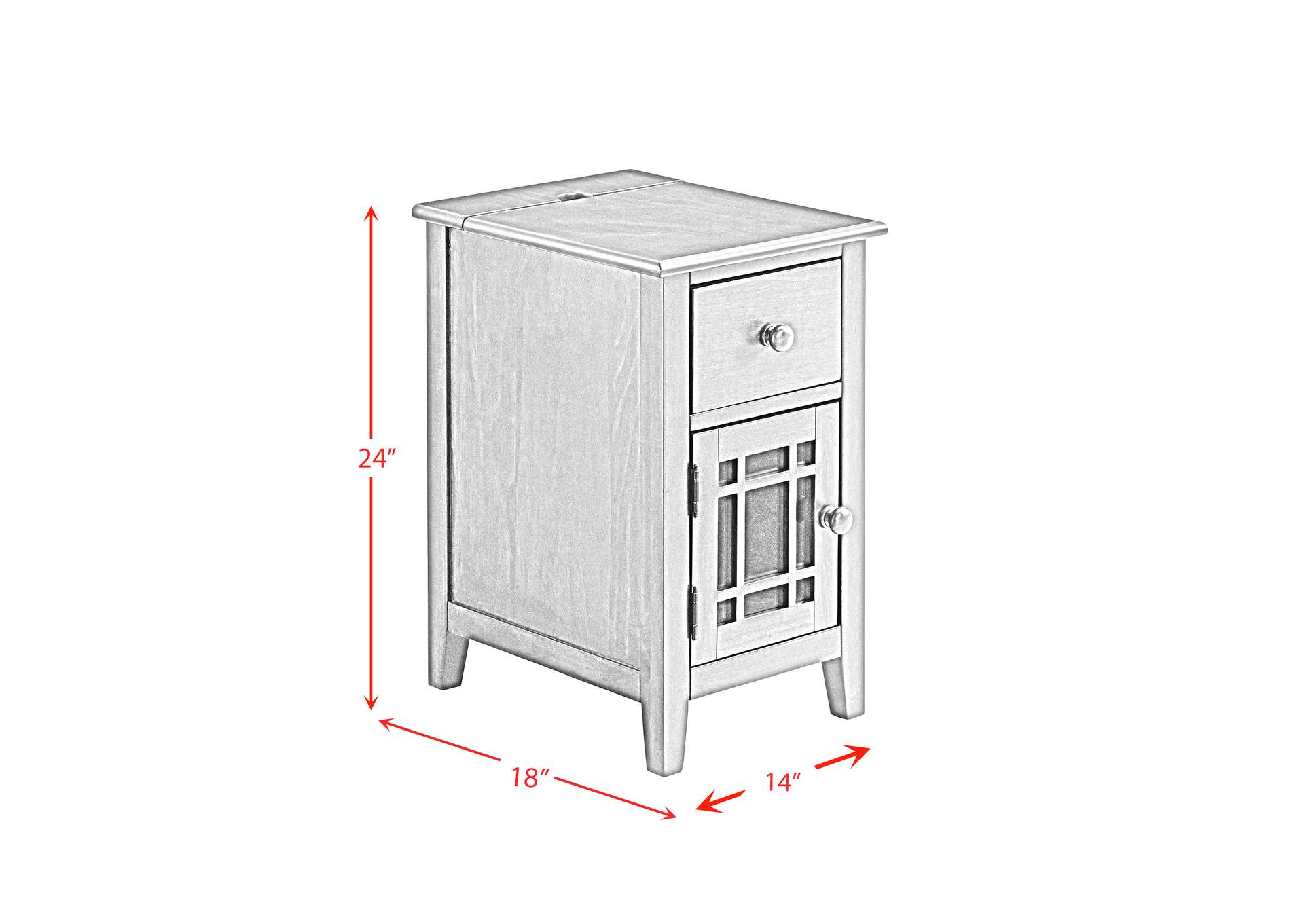 Marty Side Table With Power Port USB In Grey 3A,Elements