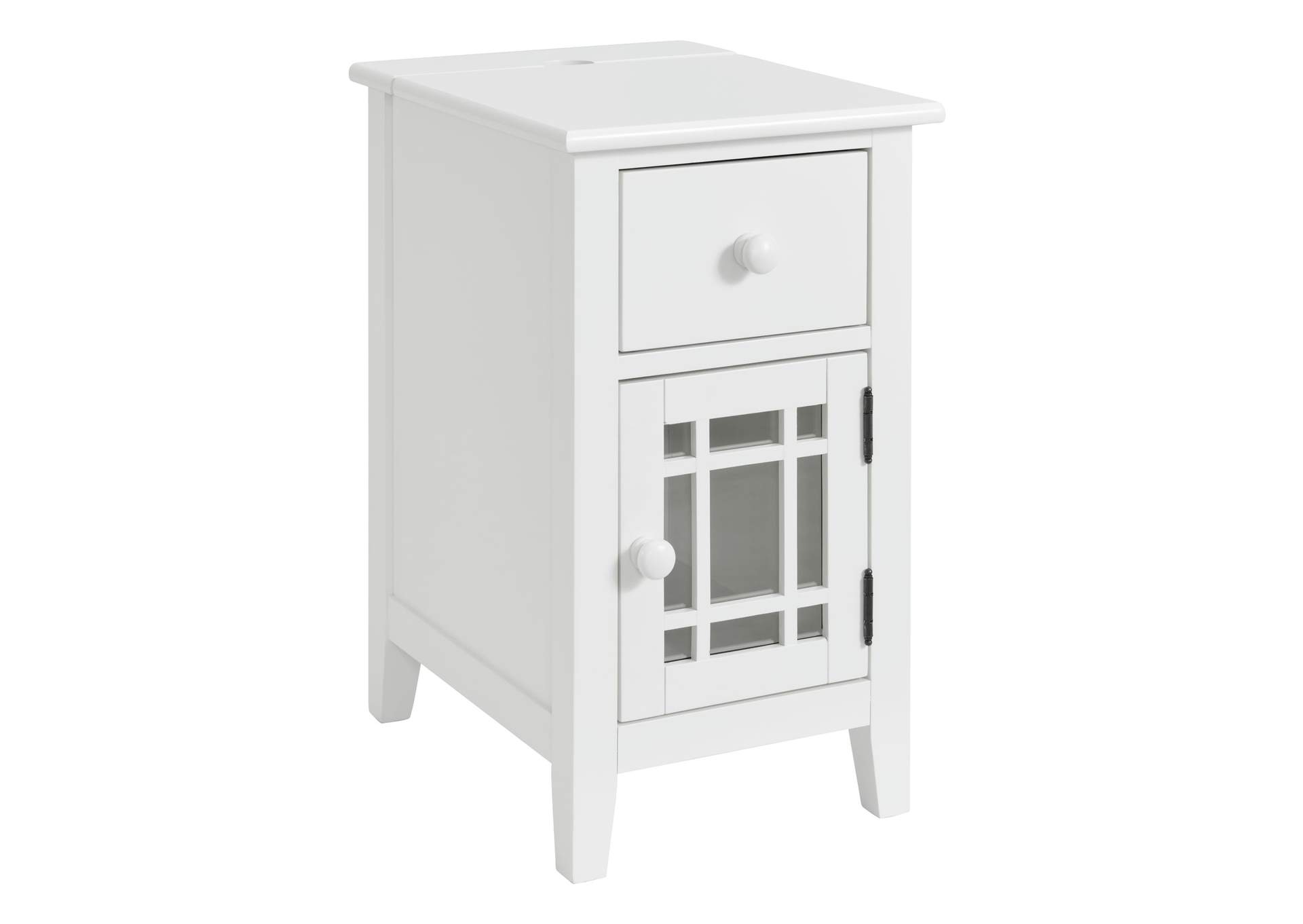 Marty Side Table With Power Port USB In White 3A,Elements