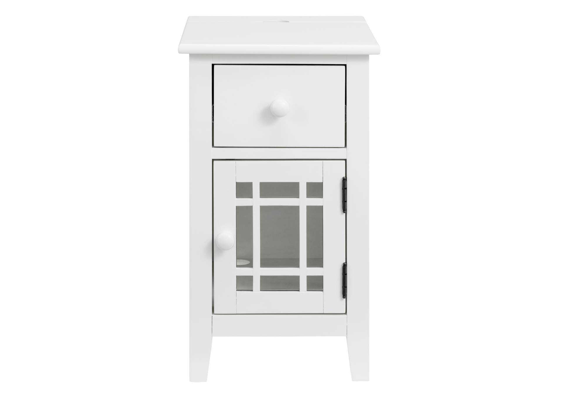 Marty Side Table With Power Port USB In White 3A,Elements