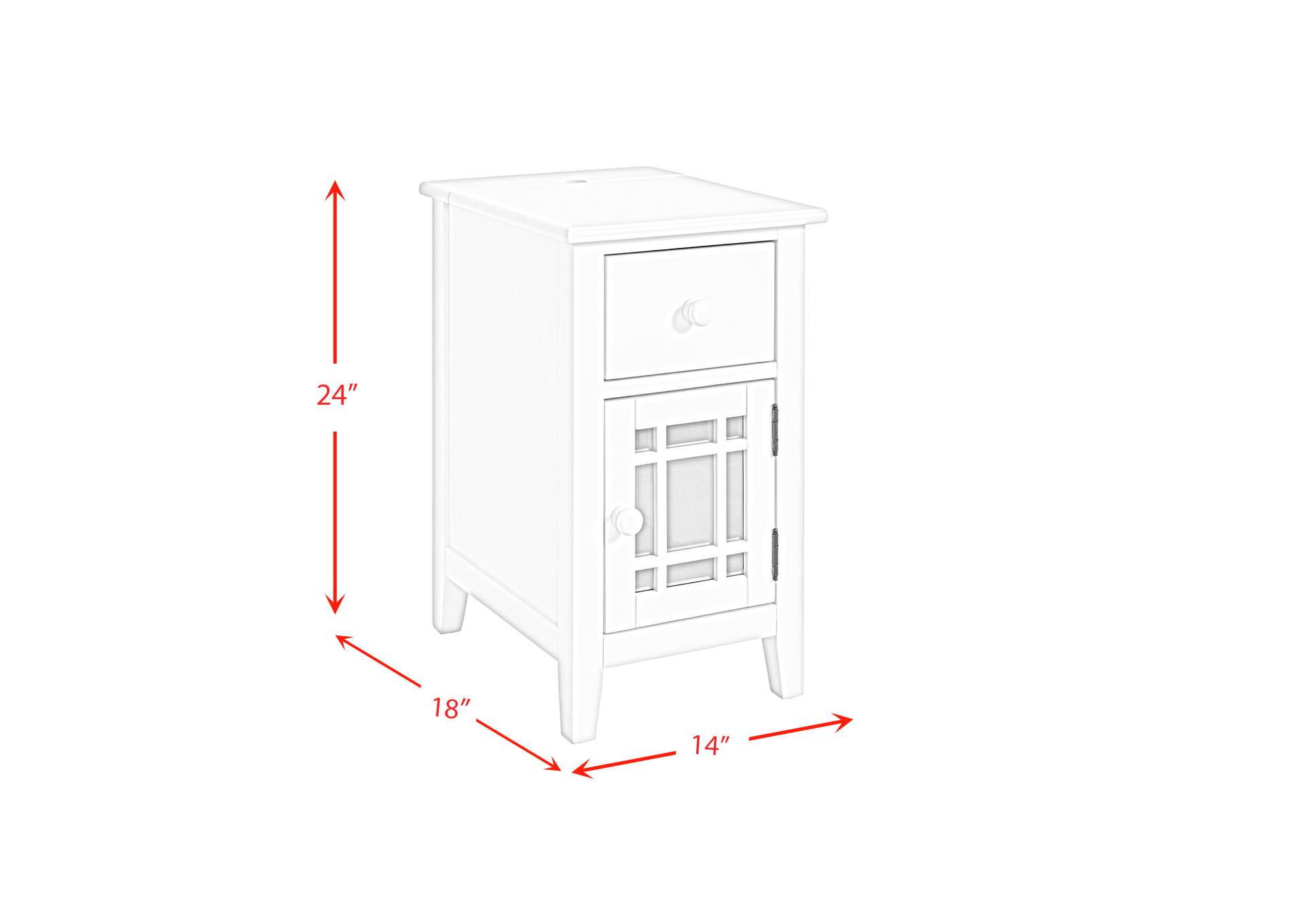 Marty Side Table With Power Port USB In White 3A,Elements