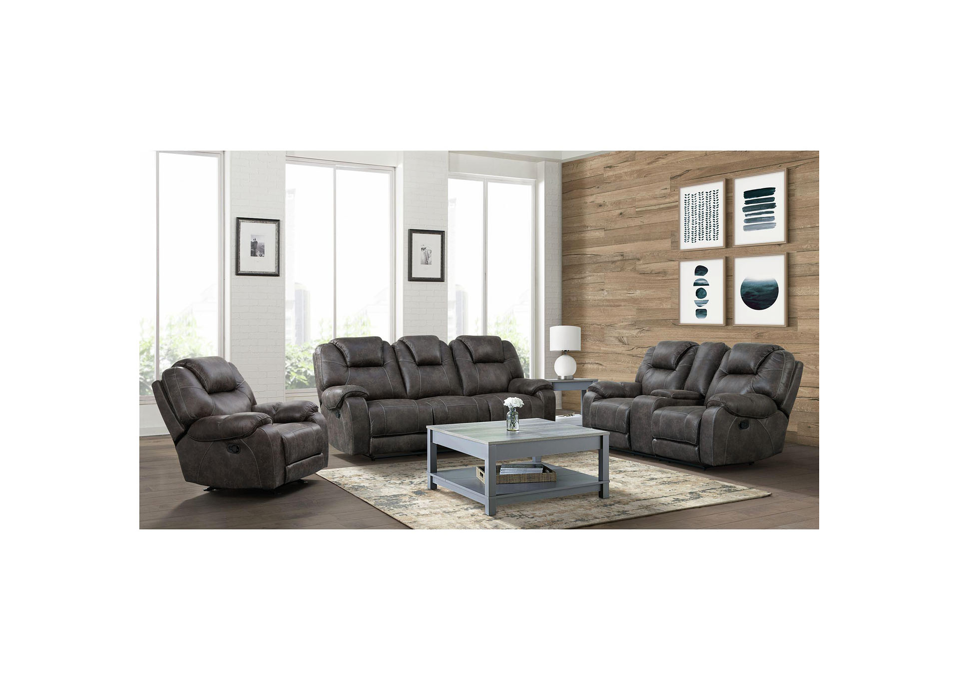 Mason Hall Motion Loveseat With Console In Mason Hall Grey,Elements