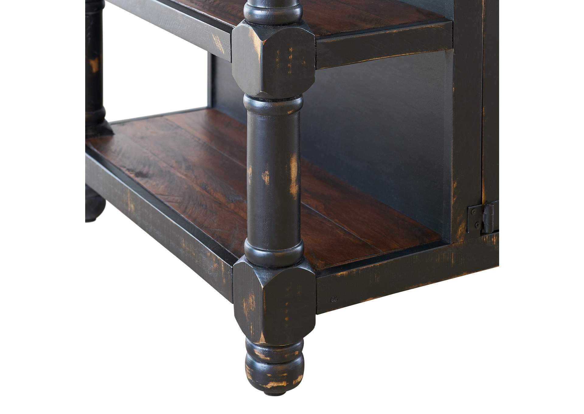 Matthew Occasional Kitchen Island - Black With Brown Top,Elements