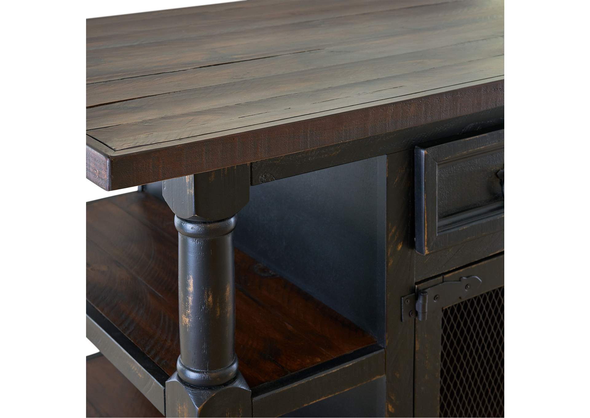 Matthew Occasional Kitchen Island - Black With Brown Top,Elements