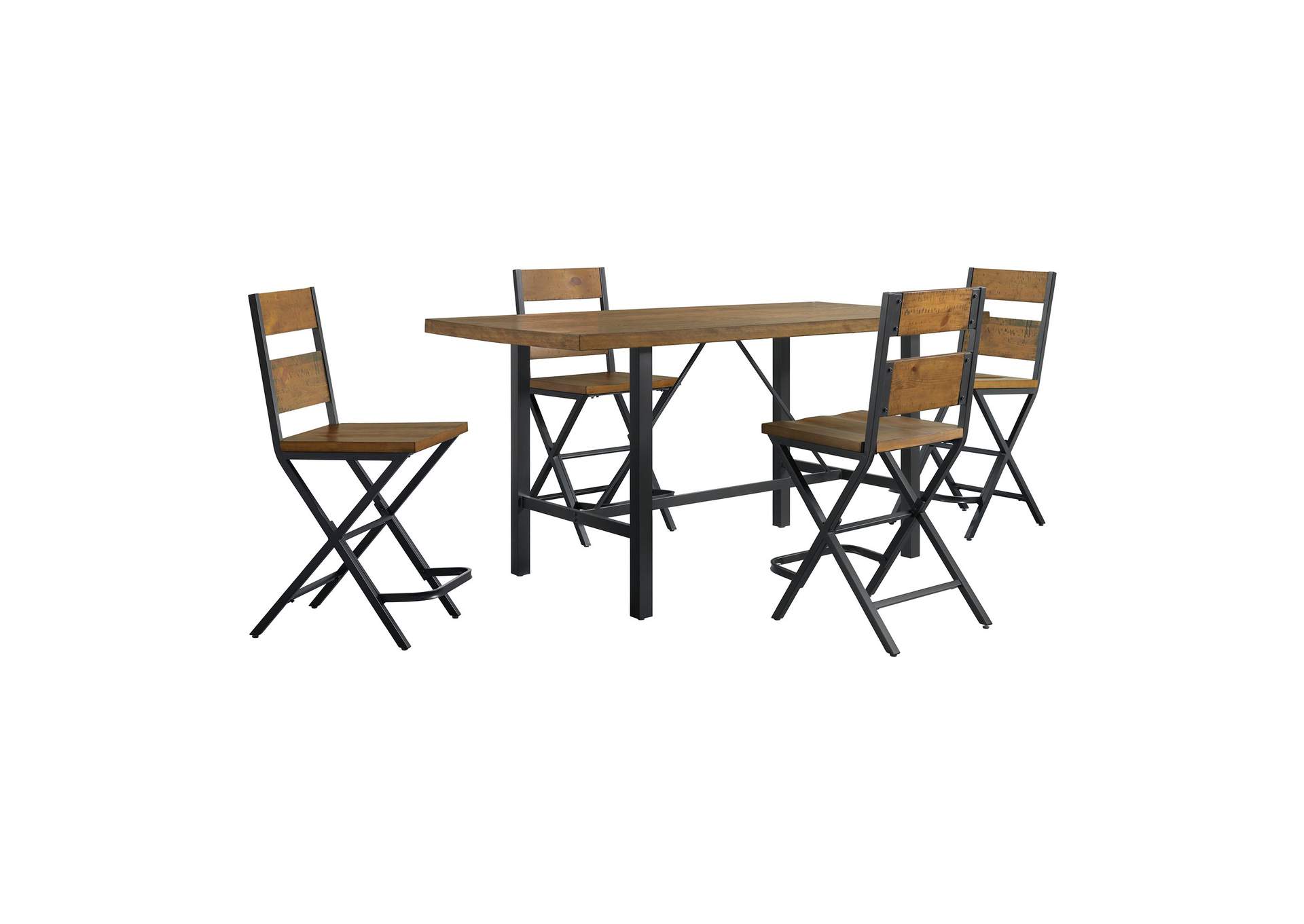 Melton 5 Piece Rectangular Counter Height Dining Set In Brown - Table Four Chairs,Elements