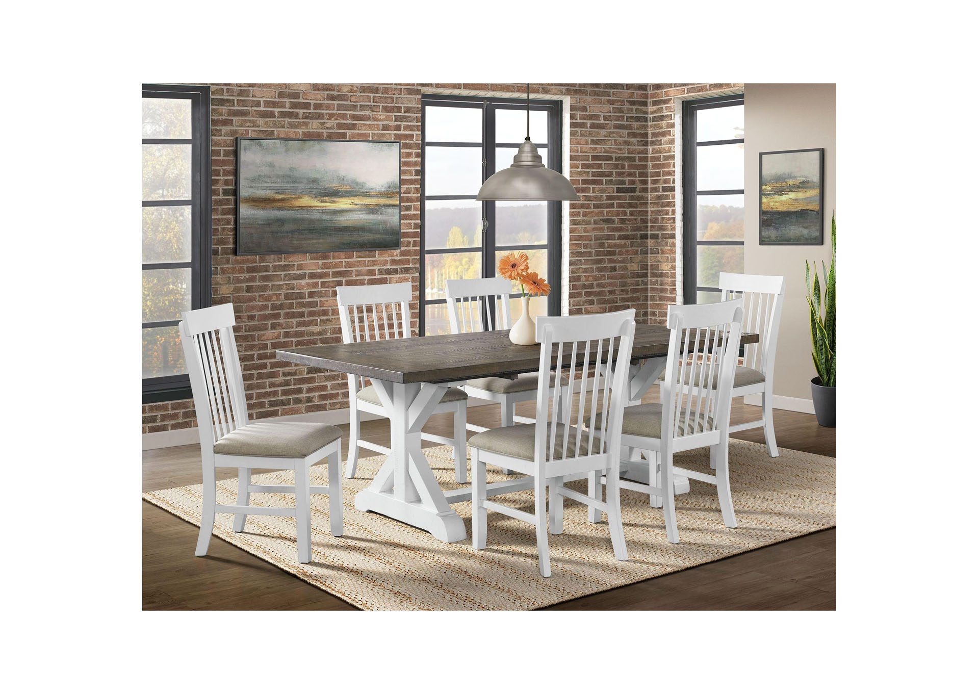 Millport Dining Table In Weathered Pine White,Elements