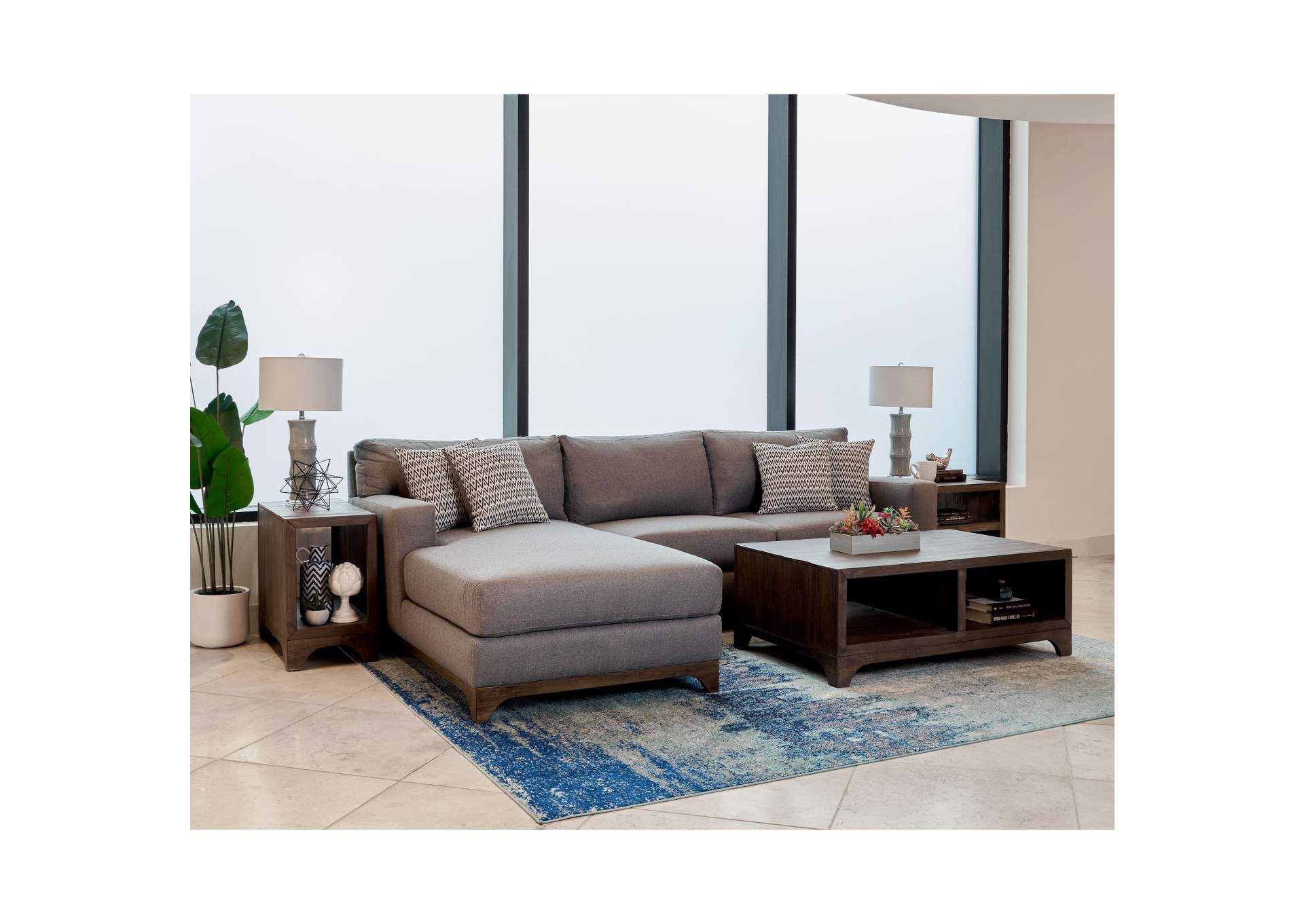 Miranda Left Hand Facing 2 Piece Set In Trendy Grey - Left Hand Facing Chaise Right Hand Facing Loveseat,Elements