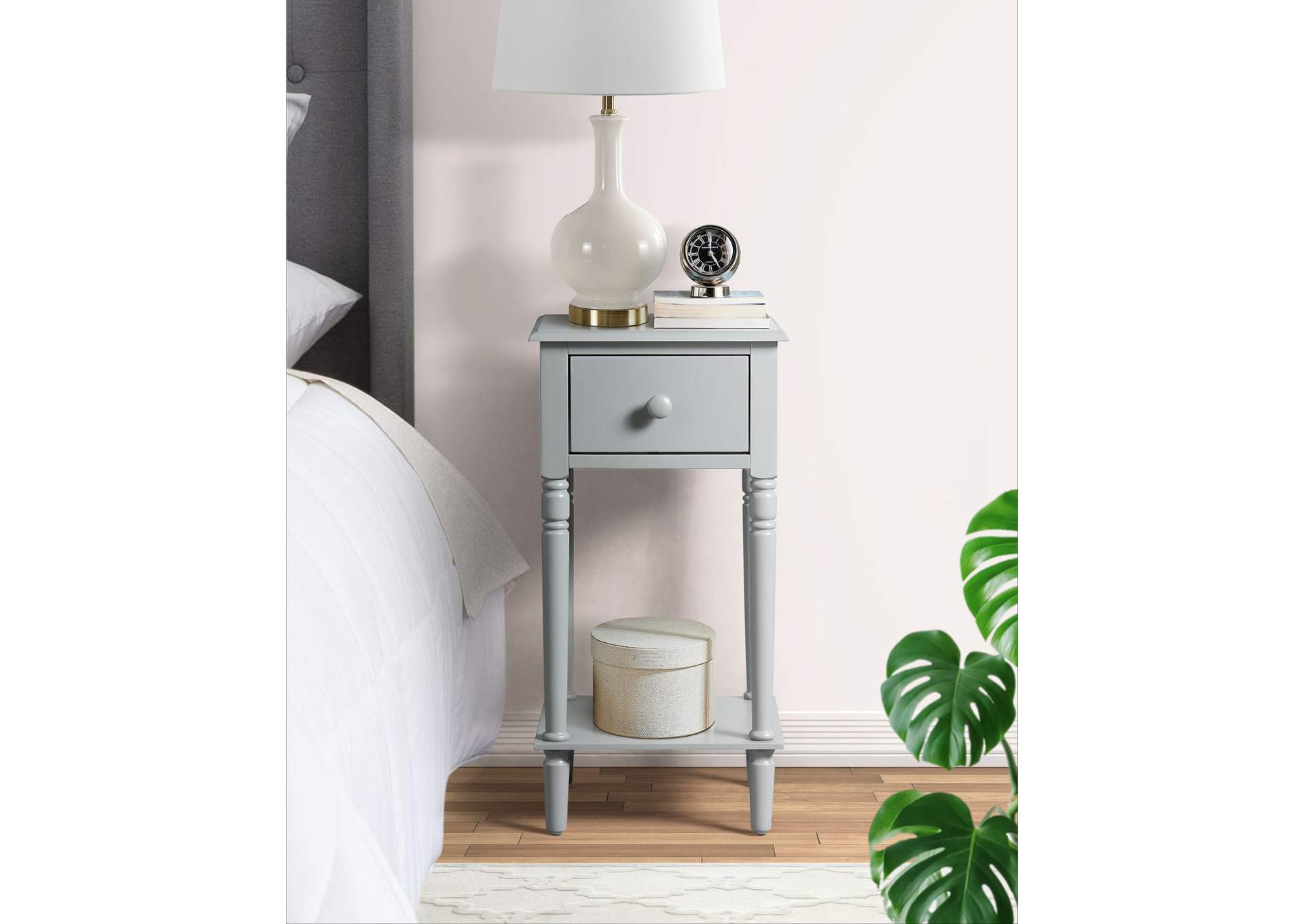 Moana Side Table With USB Port In Grey,Elements