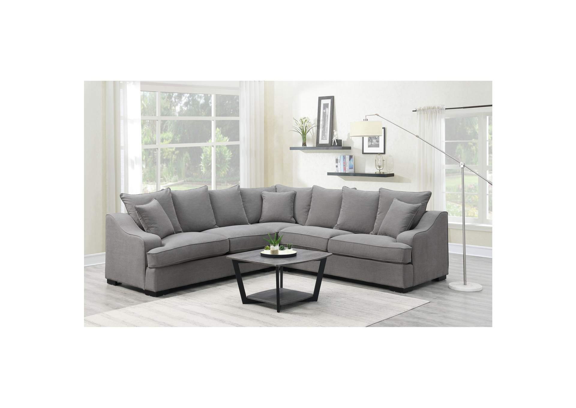 Monaco Sectional Right Hand Facing Loveseat With Reversible Cushion In Midtown Slate With 1 Self Pillow,Elements