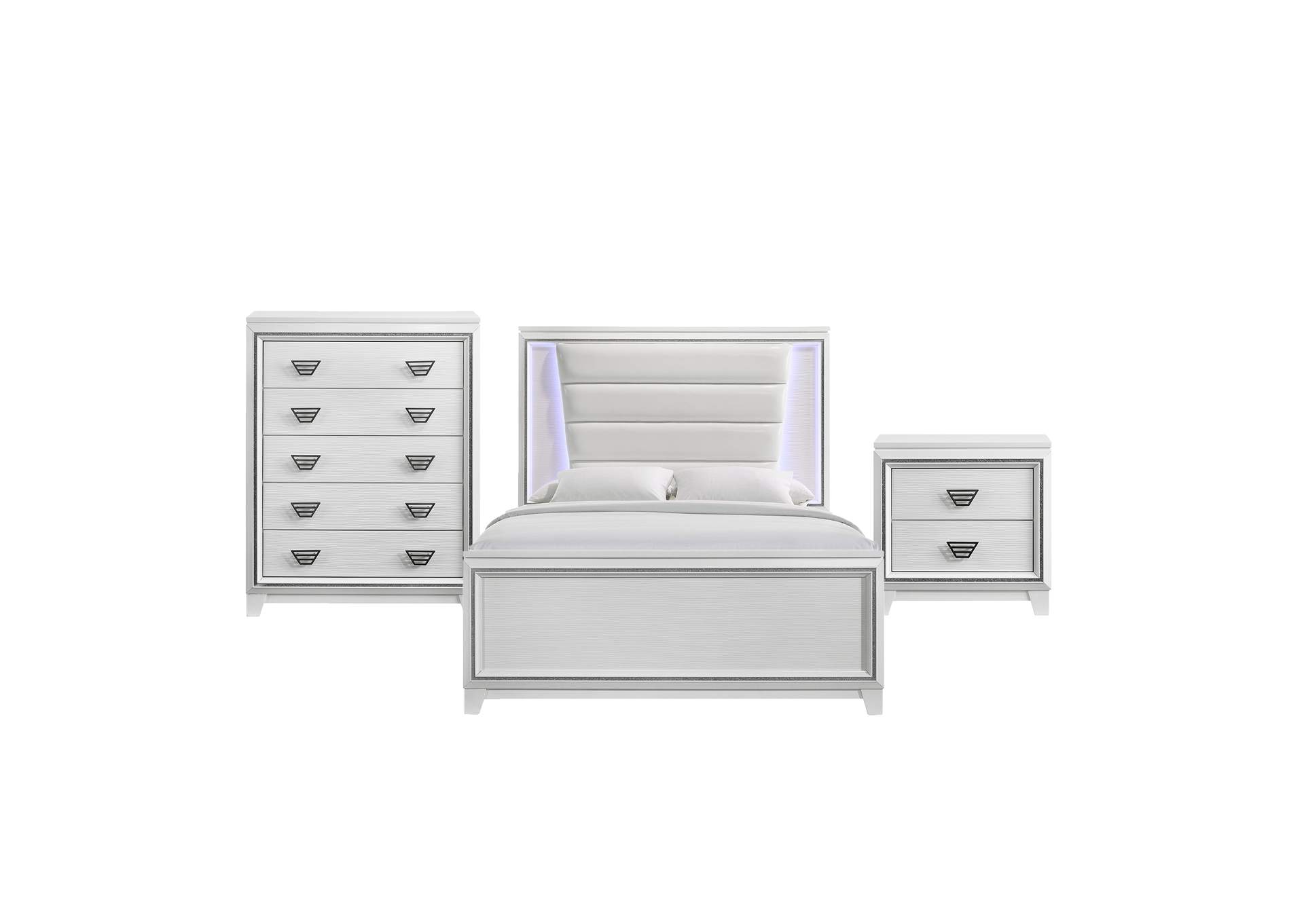 Moondance Queen Panel 3 Piece Bedroom Set In White,Elements