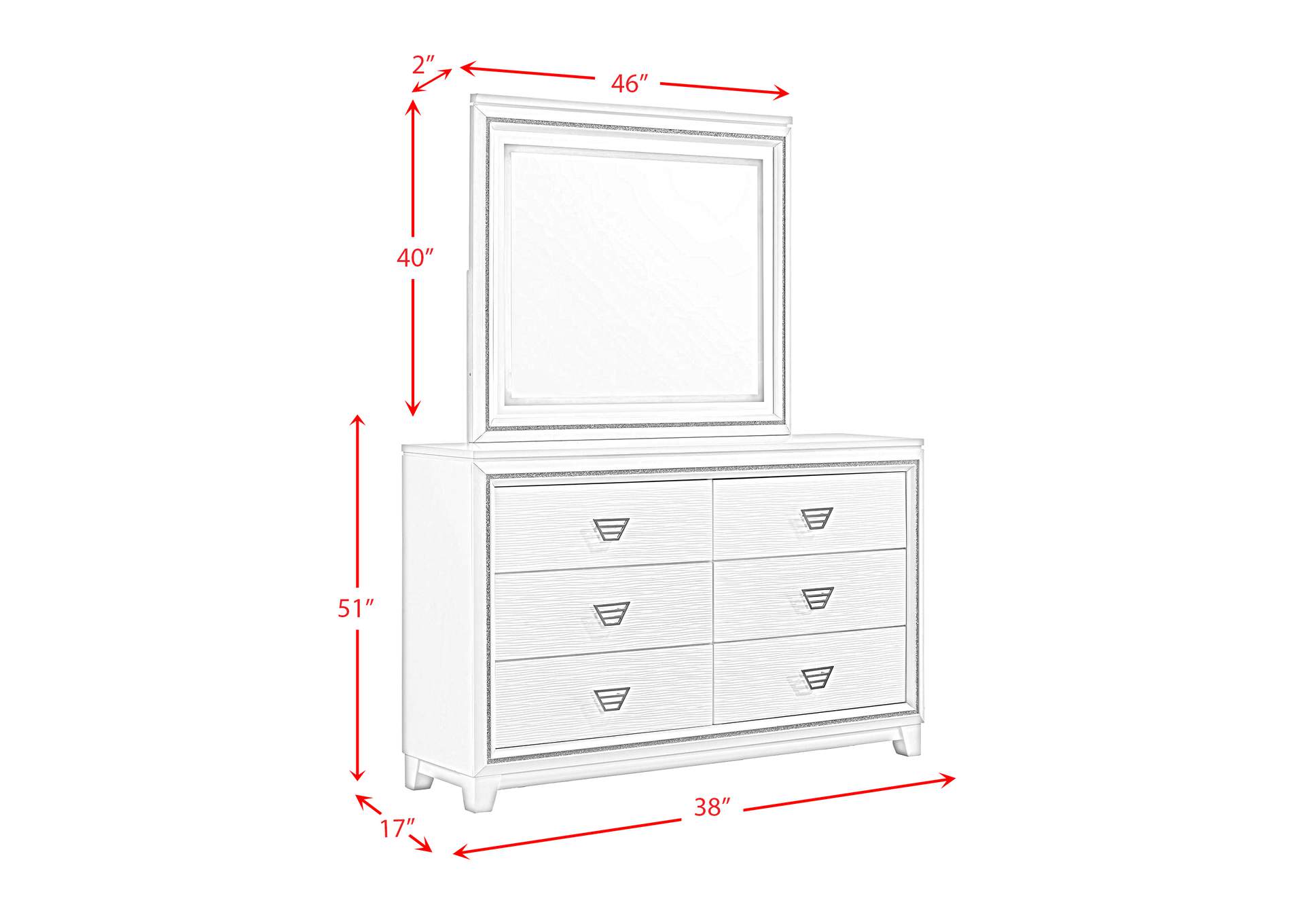 Moondance Dresser Led Mirror White,Elements