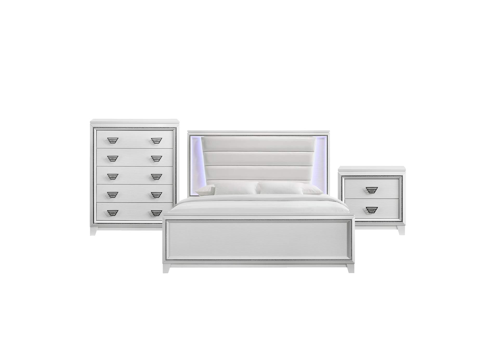 Moondance King Panel 3 Piece Bedroom Set In White,Elements