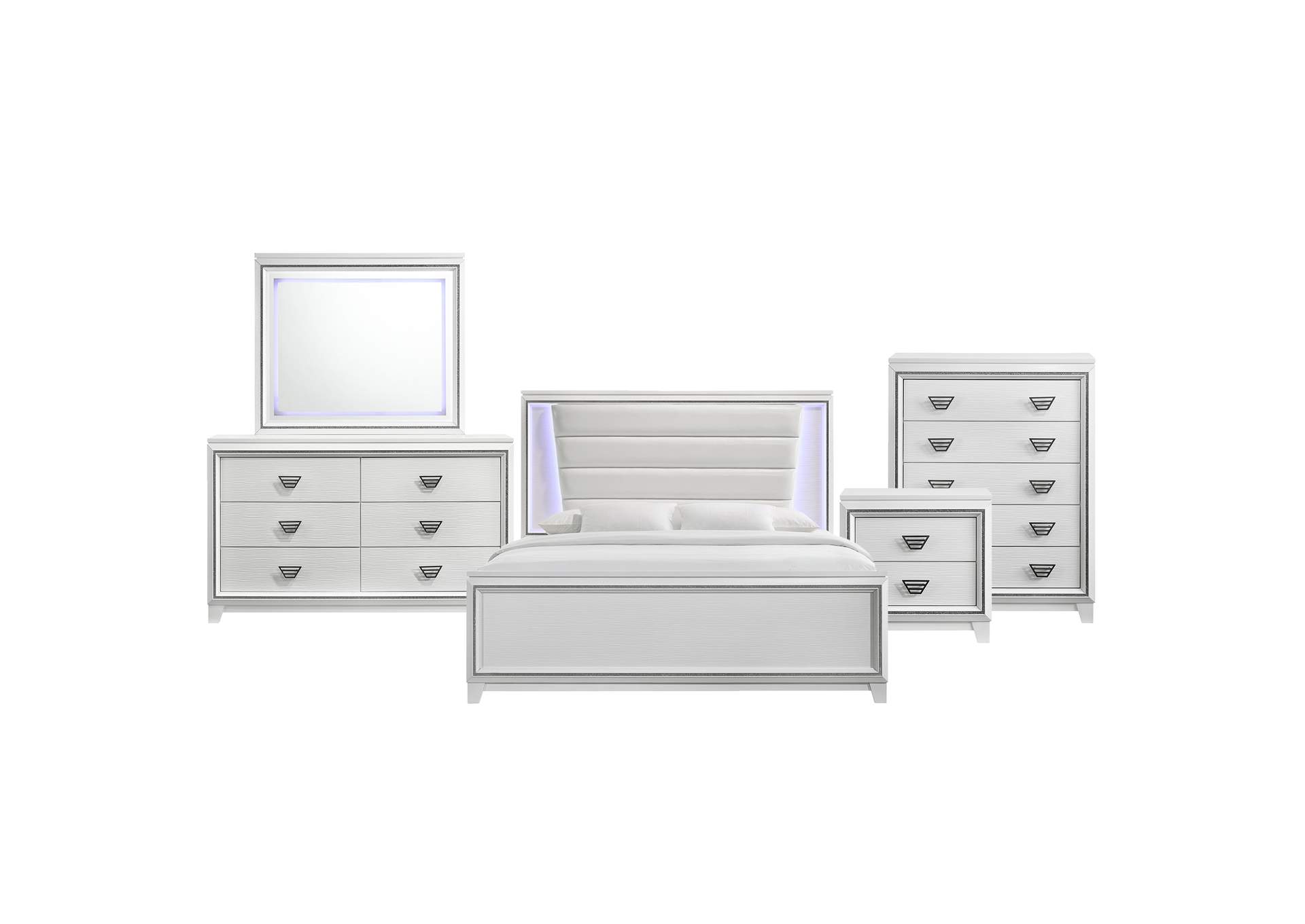 Moondance King Panel 5 Piece Bedroom Set In White,Elements