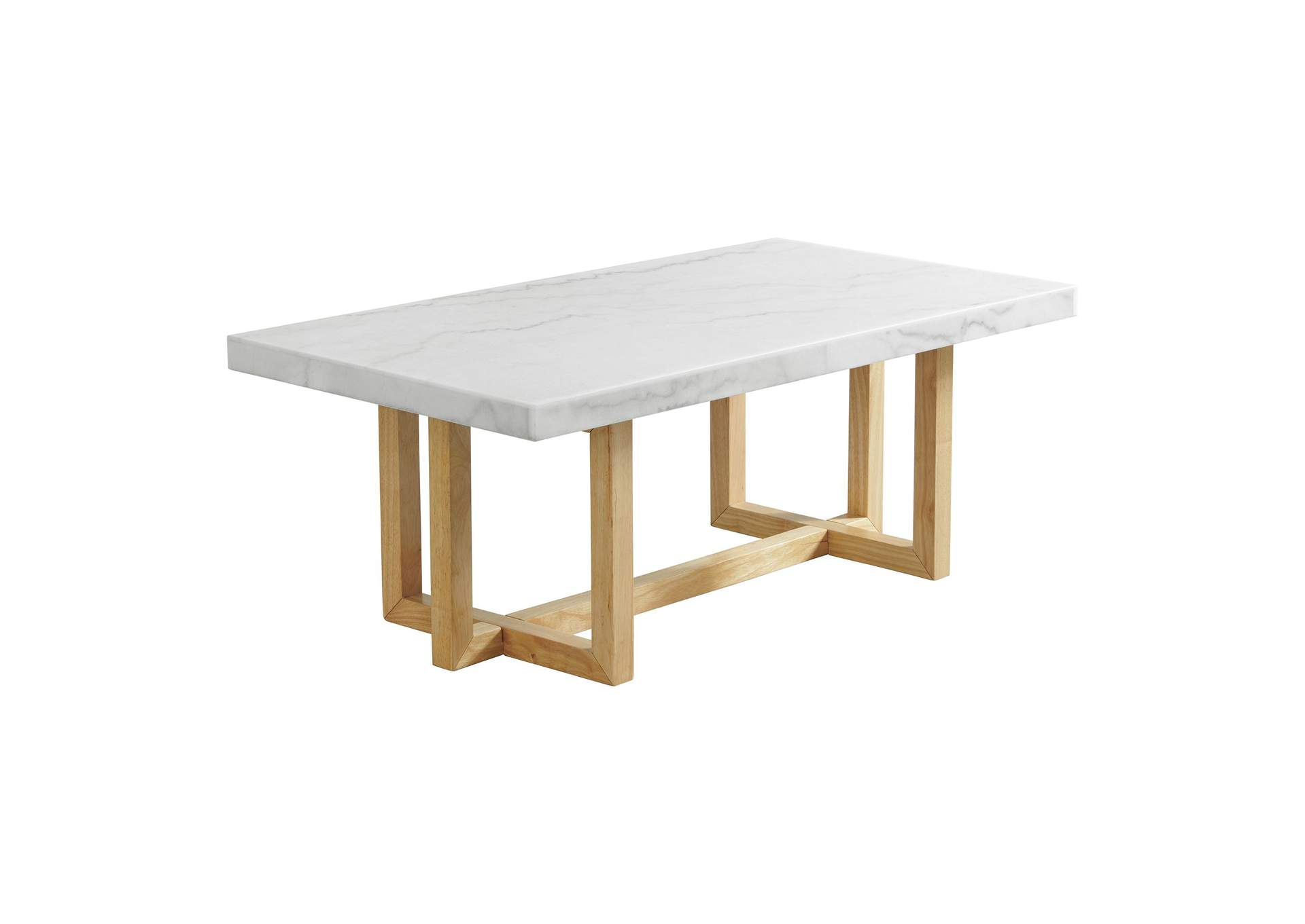 Morris Coffee Table In Natural With White Marble Top,Elements