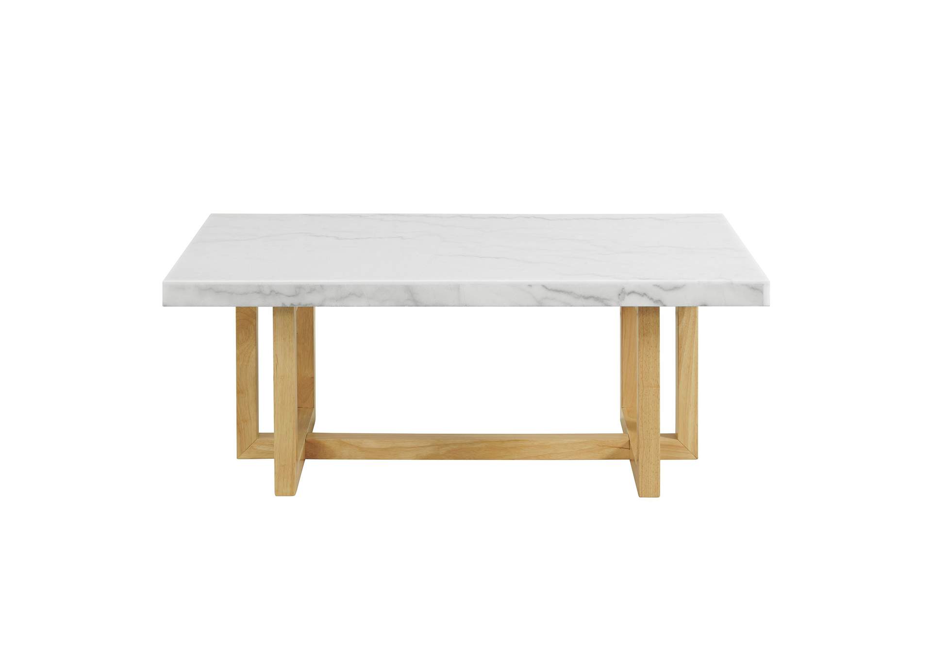 Morris Coffee Table In Natural With White Marble Top,Elements