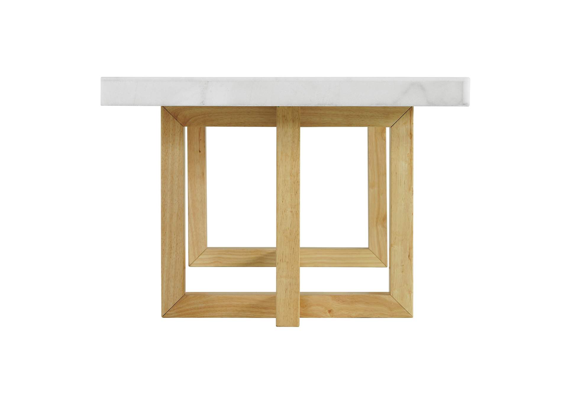 Morris Coffee Table In Natural With White Marble Top,Elements