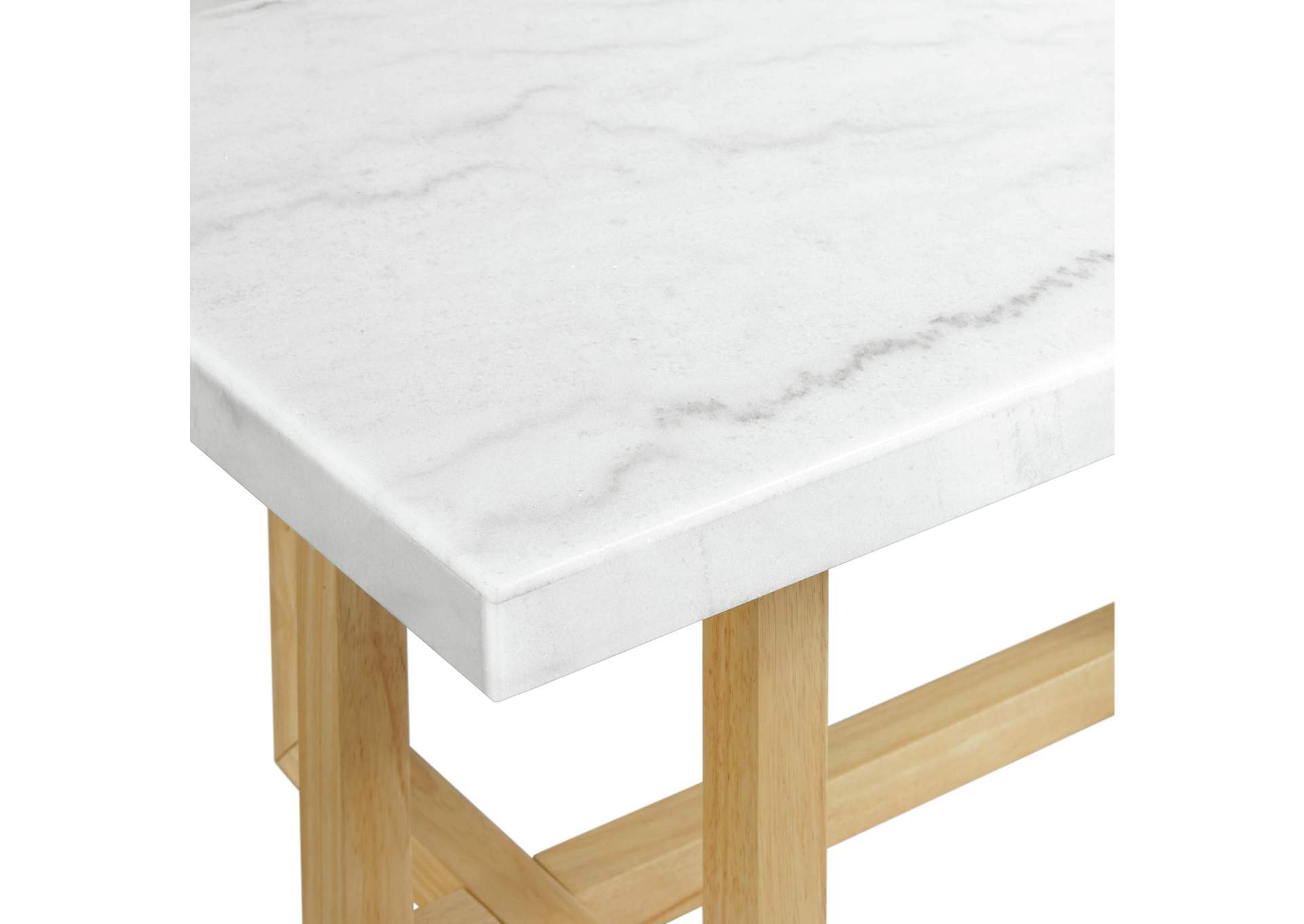 Morris Coffee Table In Natural With White Marble Top,Elements