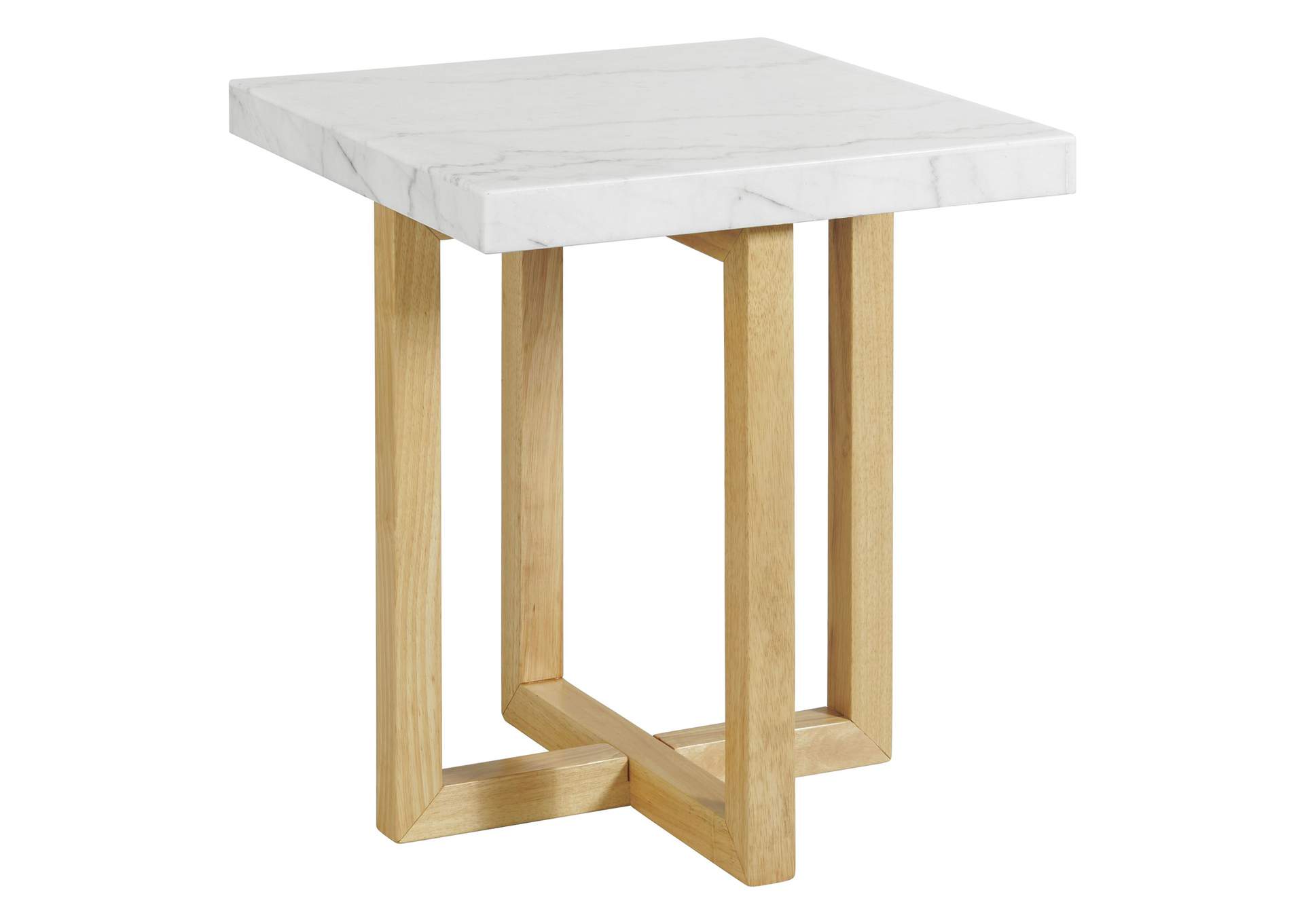 Morris End Table In Natural With White Marble Top,Elements