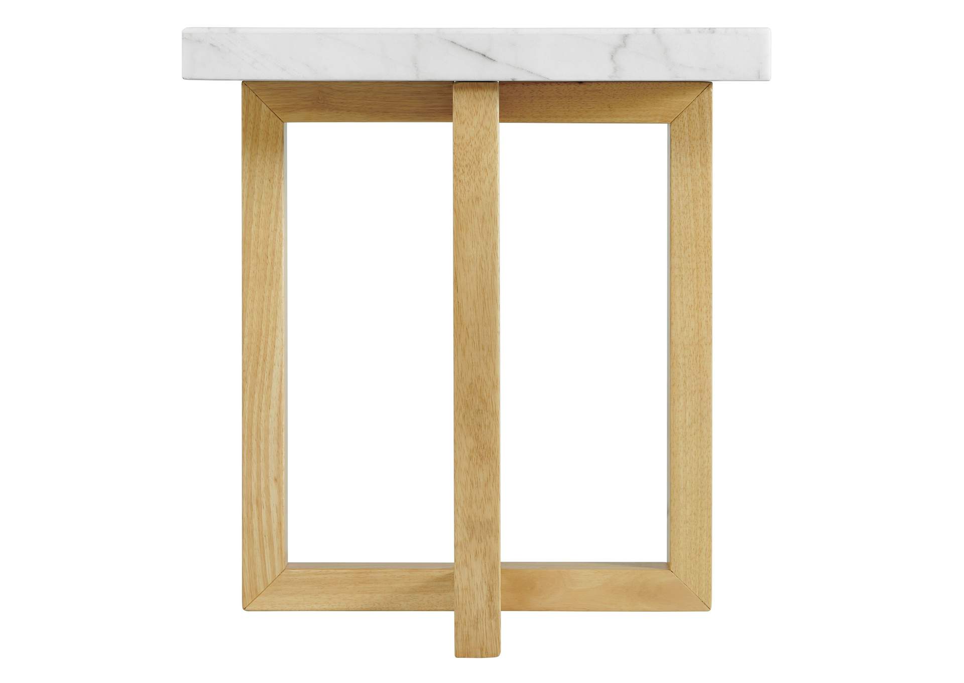 Morris End Table In Natural With White Marble Top,Elements