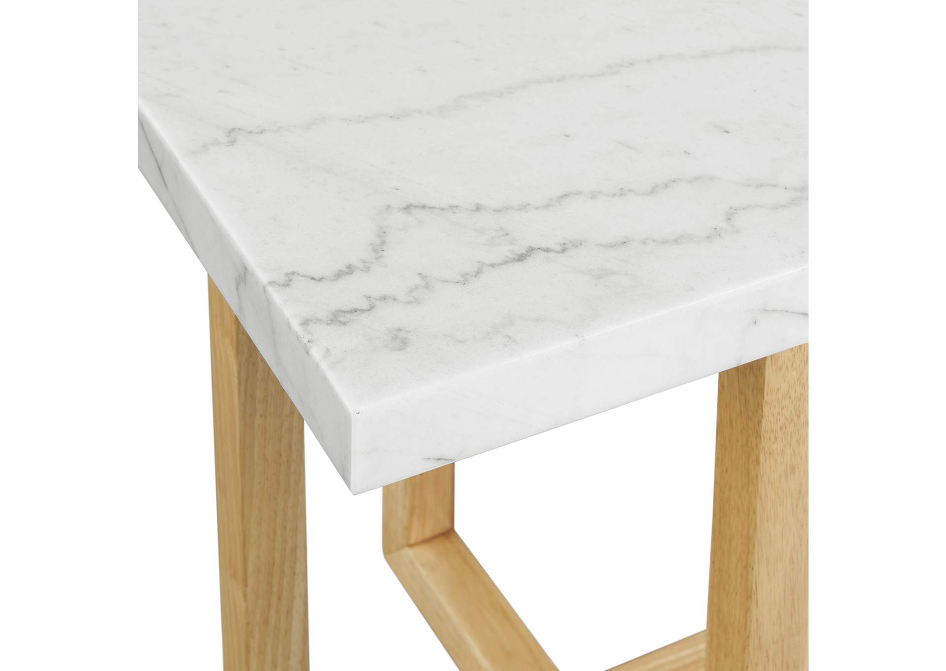 Morris End Table In Natural With White Marble Top,Elements