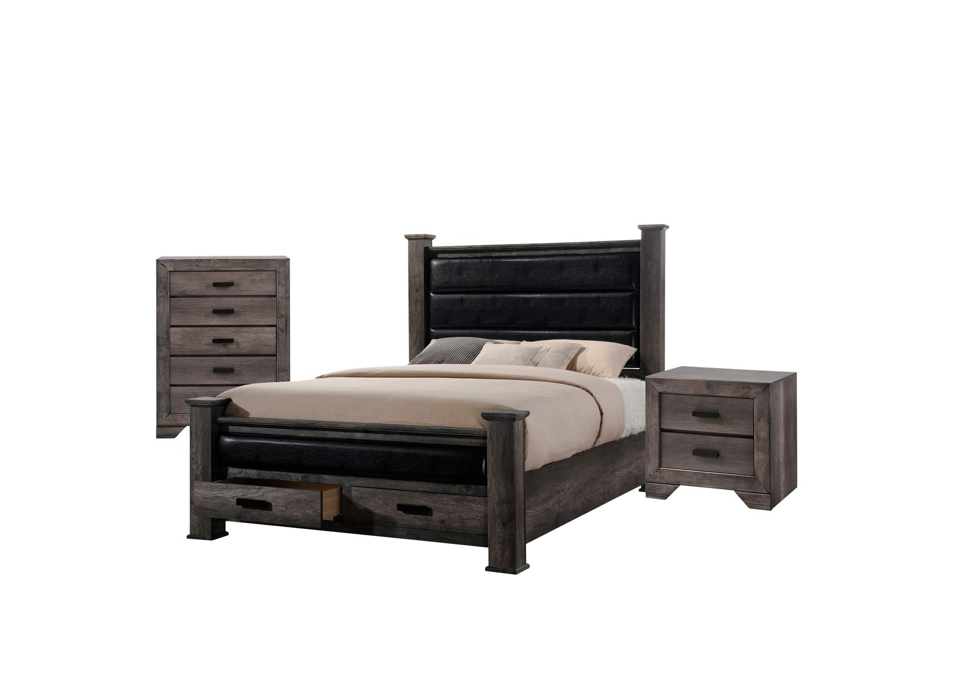 Nathan Queen Storage Poster 3 Piece Bedroom Set,Elements