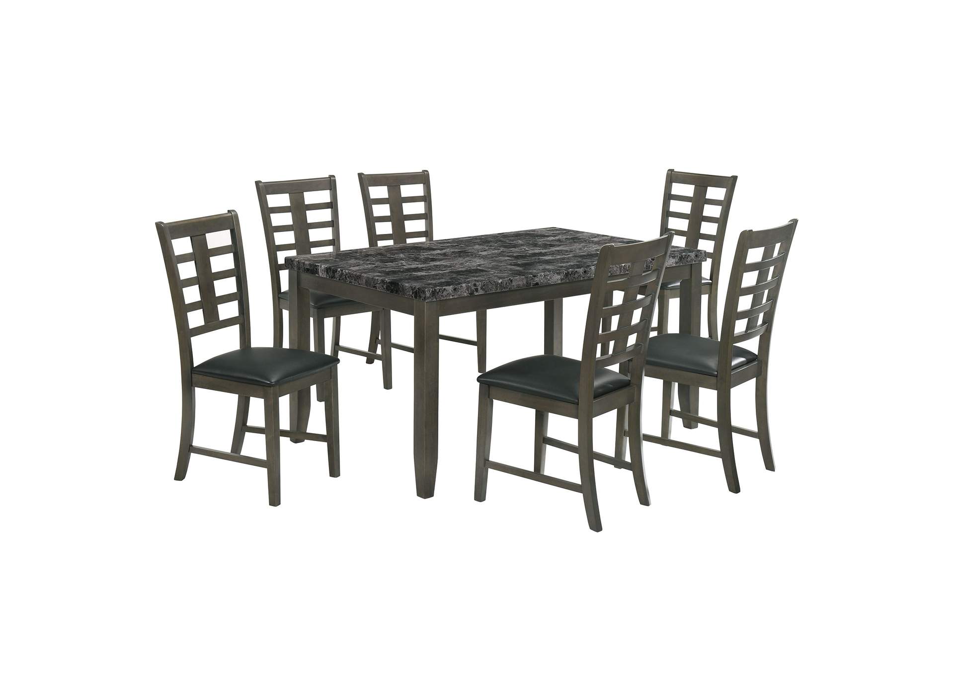 Nash 7 Piece Dining Set - Grey Top,Elements