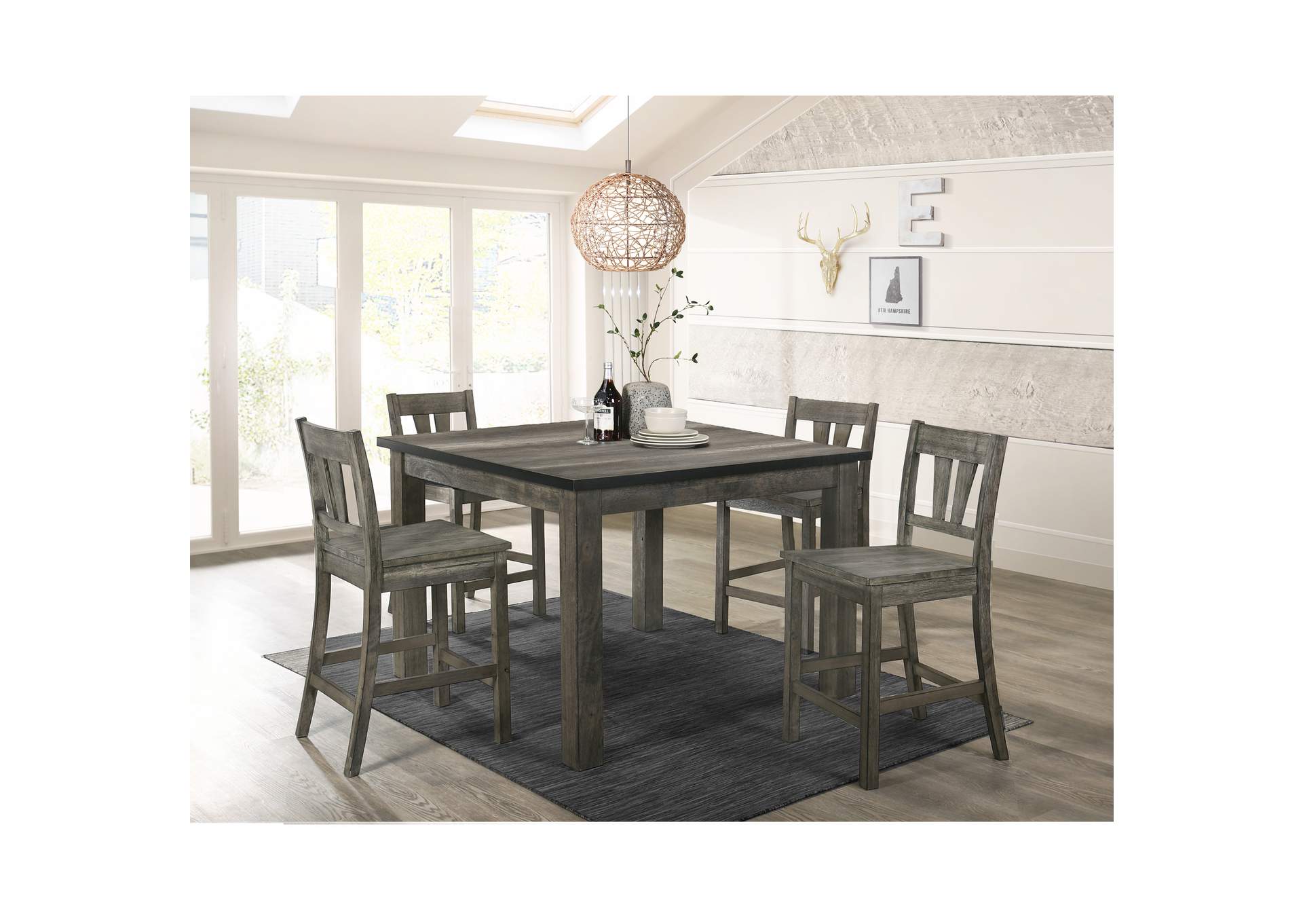 Nathan 5 Piece Counter Height Dining Set - Table Four Chairs,Elements