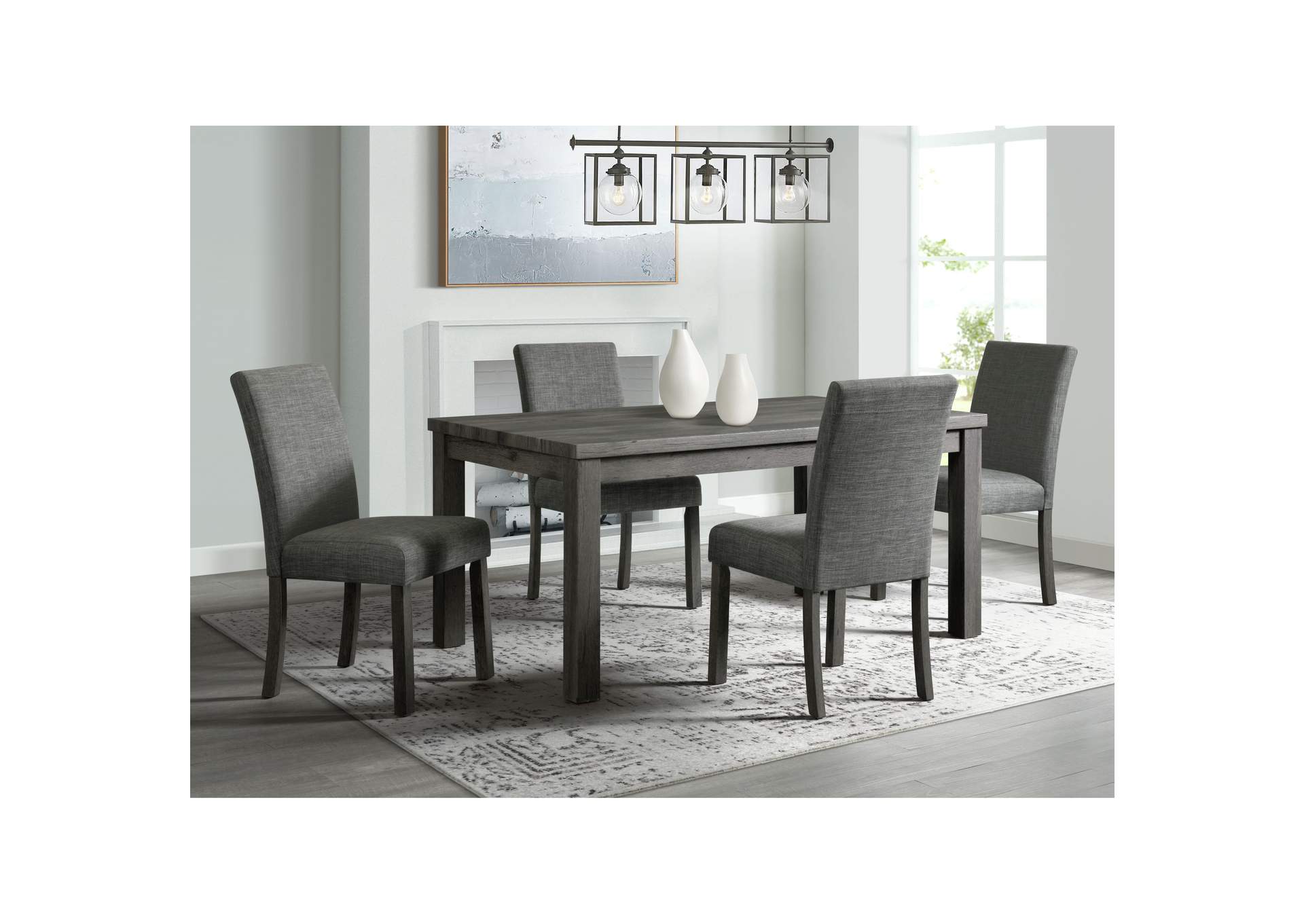Oak Lawn 5 Piece Dining Set In Grey - Table Four Chairs,Elements