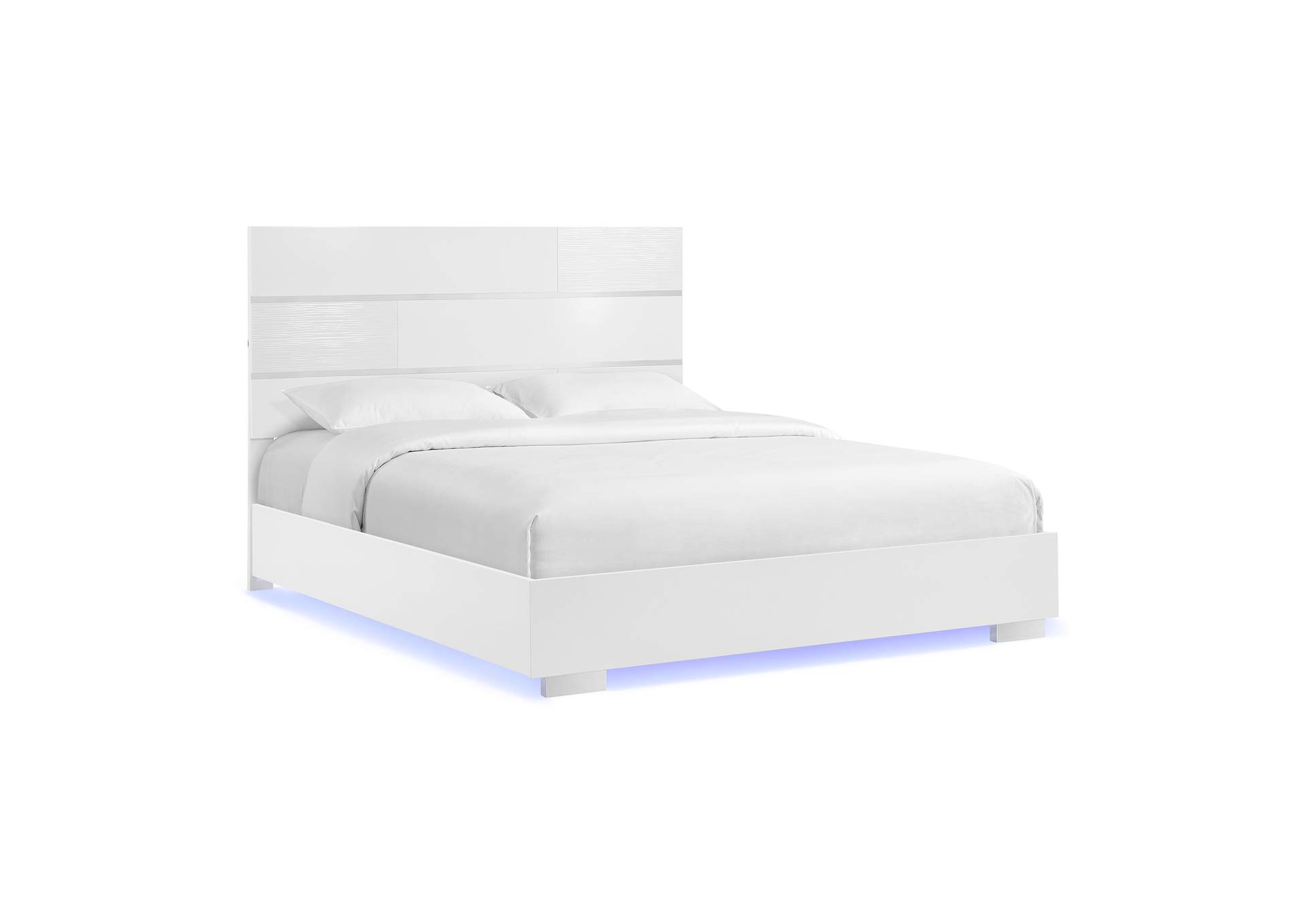 Ocean Drive Queen Bed With Blue Led In White,Elements