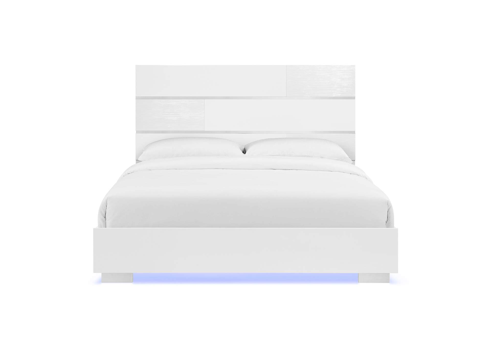 Ocean Drive Queen Bed With Blue Led In White,Elements