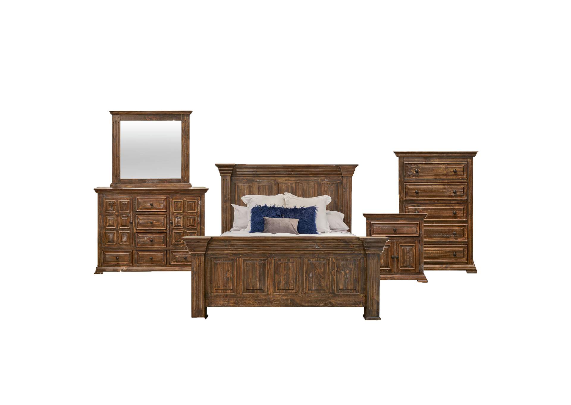 Olivia Brown King 5 Piece Bedroom Set,Elements
