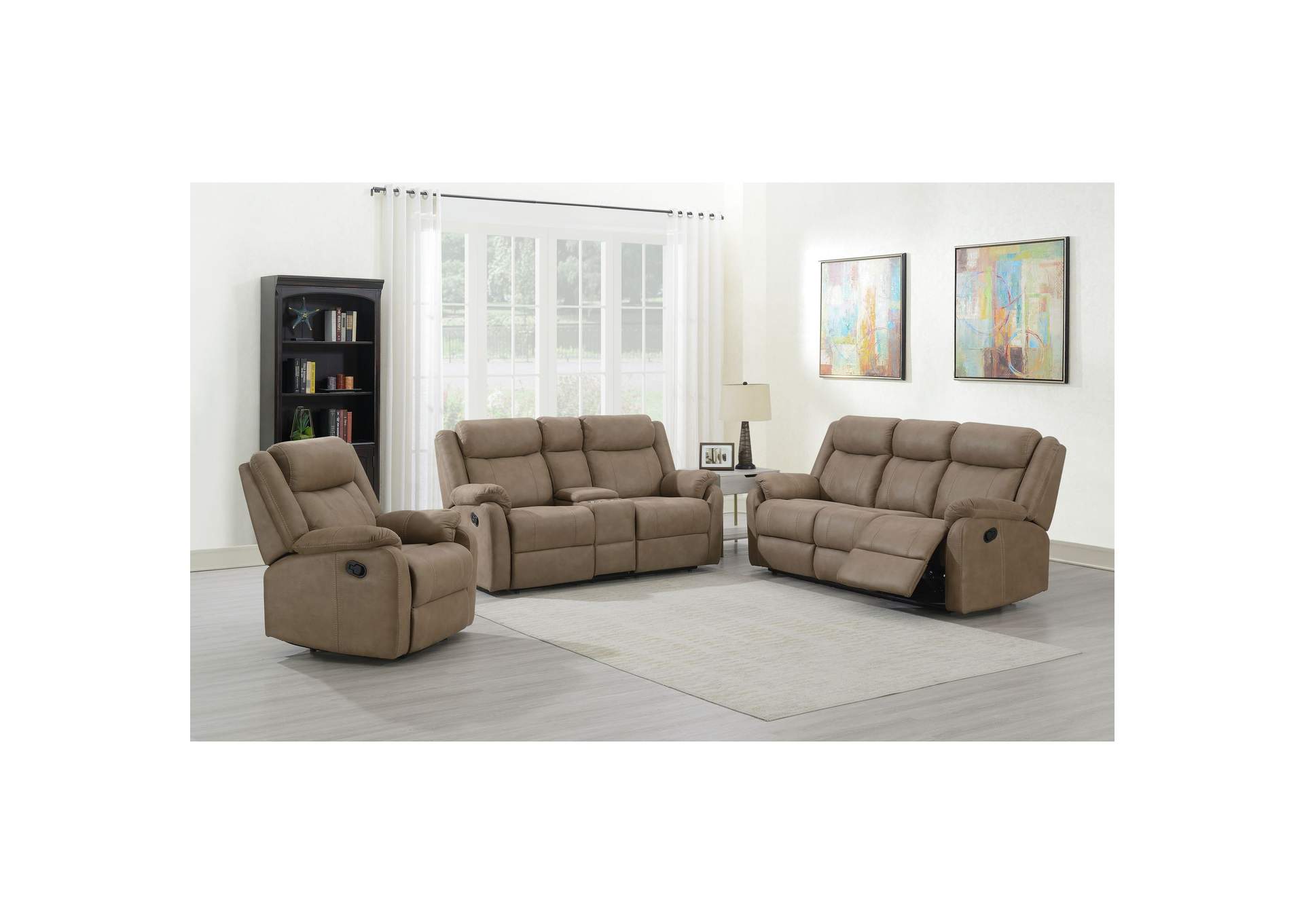 Oxnard Motion Loveseat With Console In Oxnard Mushroom,Elements