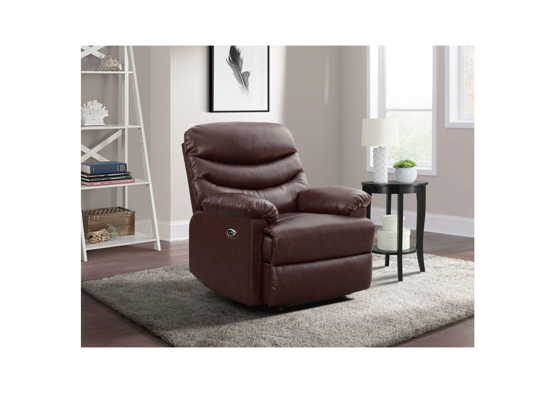 Palmdale 91491 Power Recliner Pu Red - Brown A,Elements