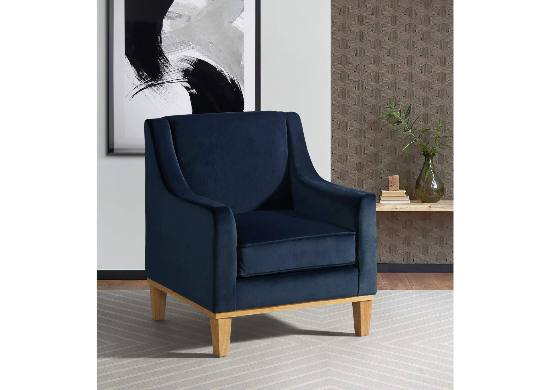 Palmer Chair Blond Ash Distressed Wood Royale Cobalt,Elements