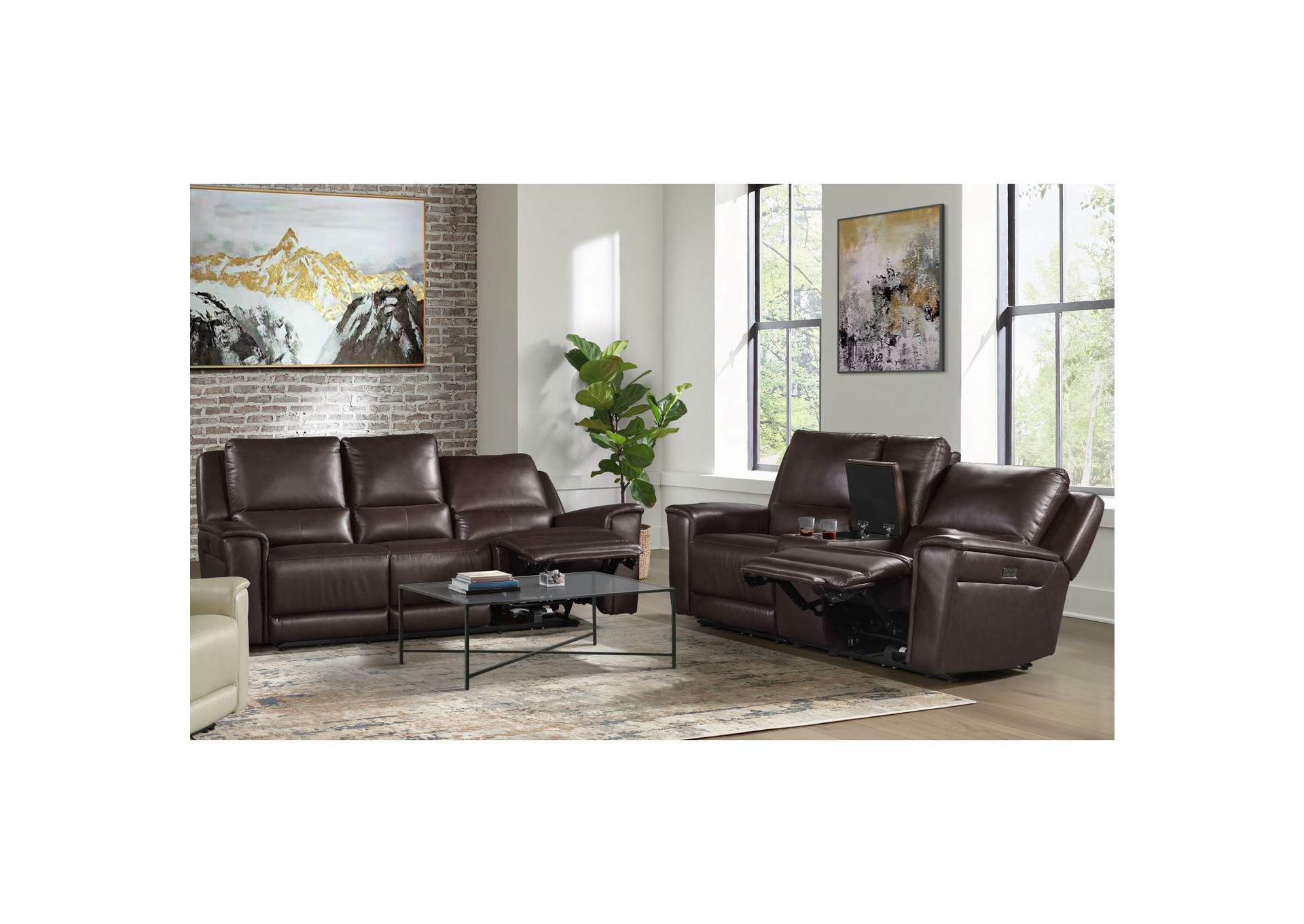 Pantera 2 Piece Living Room Set In Palais Dark Brown - Sofa Loveseat,Elements