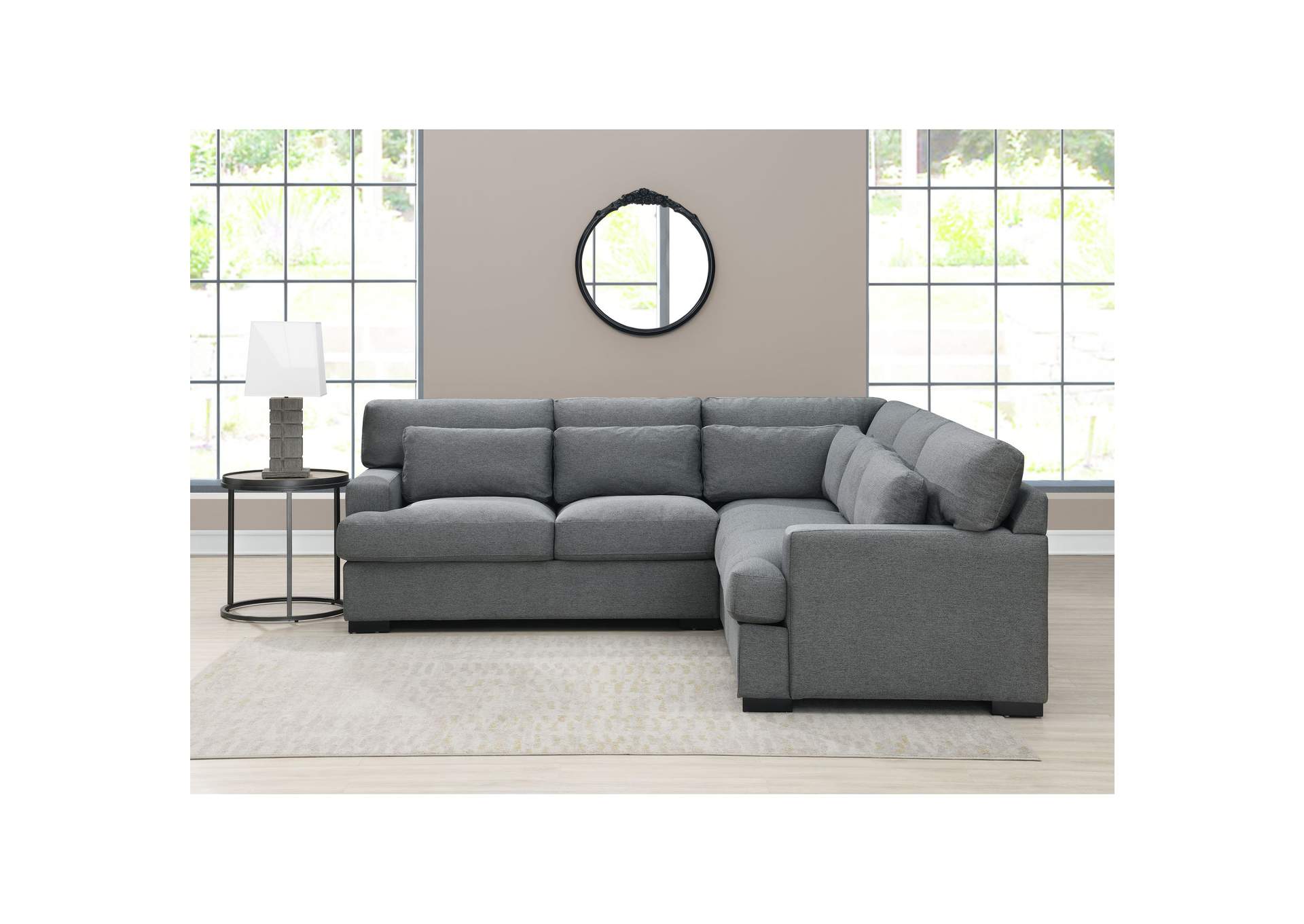 Park Avenue Sectional Left Hand Facing Loveseat With Kidney Pillow Trounce Mica,Elements